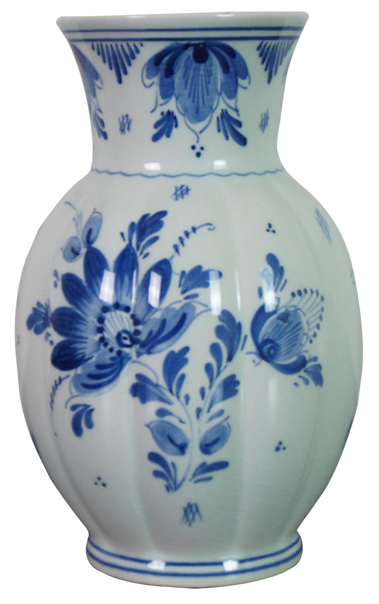 1950s Dutch Delft Blue and White Porcelain Floral Bud Vase Holland at ...
