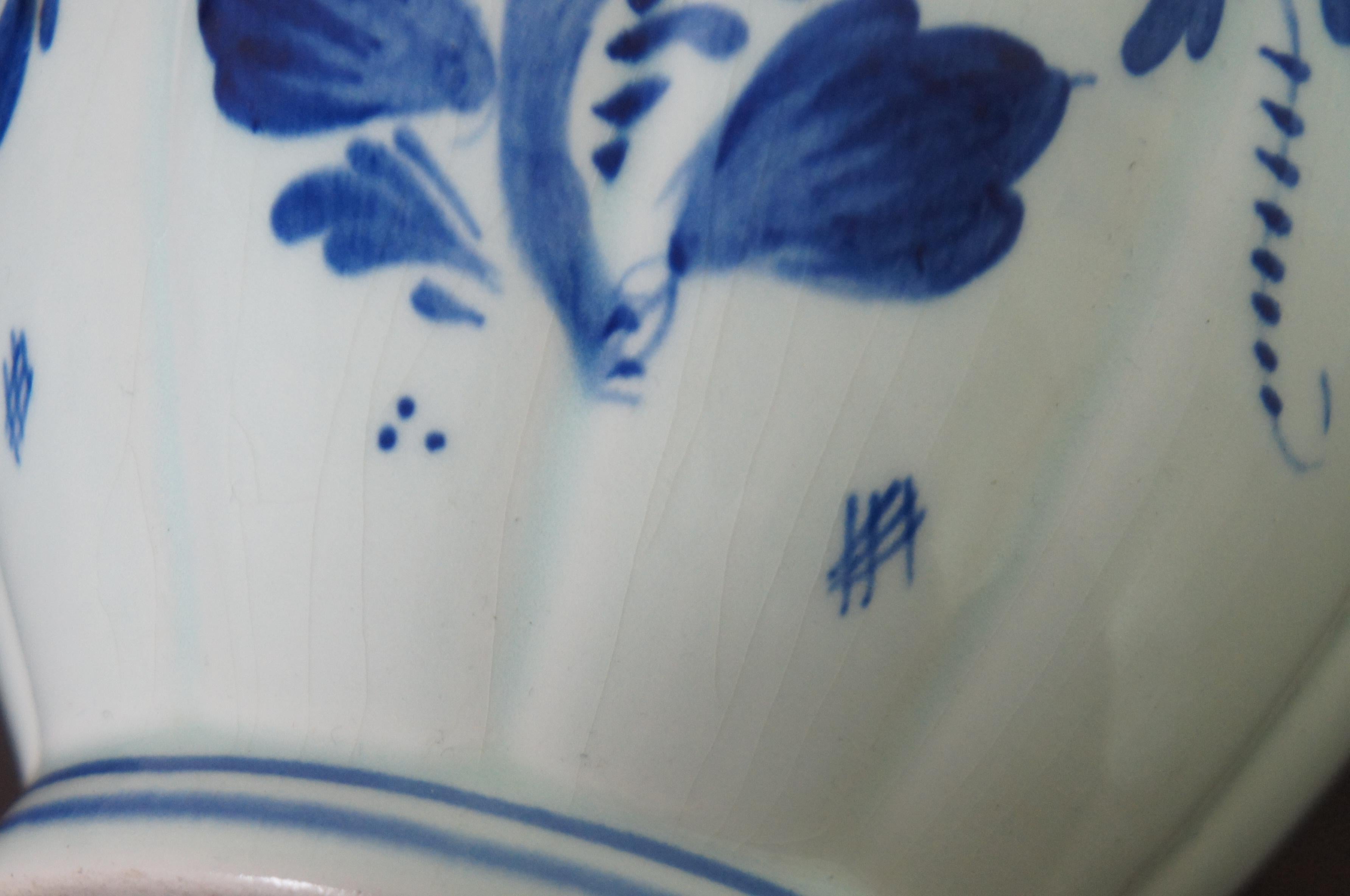 1950s Dutch Delft Blue & White Porcelain Floral Bud Vase Holland 2