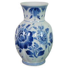1950s Dutch Delft Blue & White Porcelain Floral Bud Vase Holland