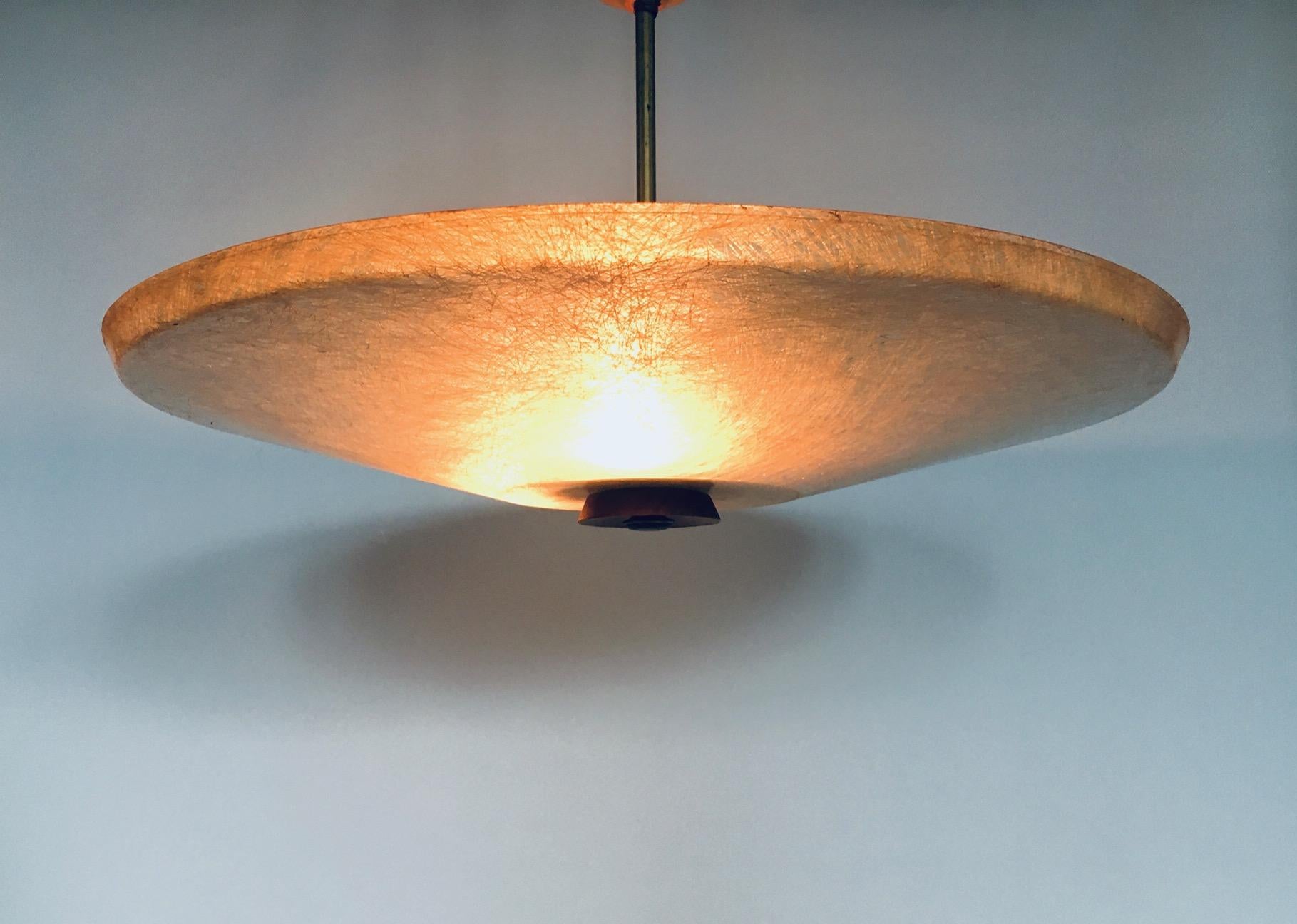 1950s Dutch Design Fiber & Teak Pendant Lamp 5
