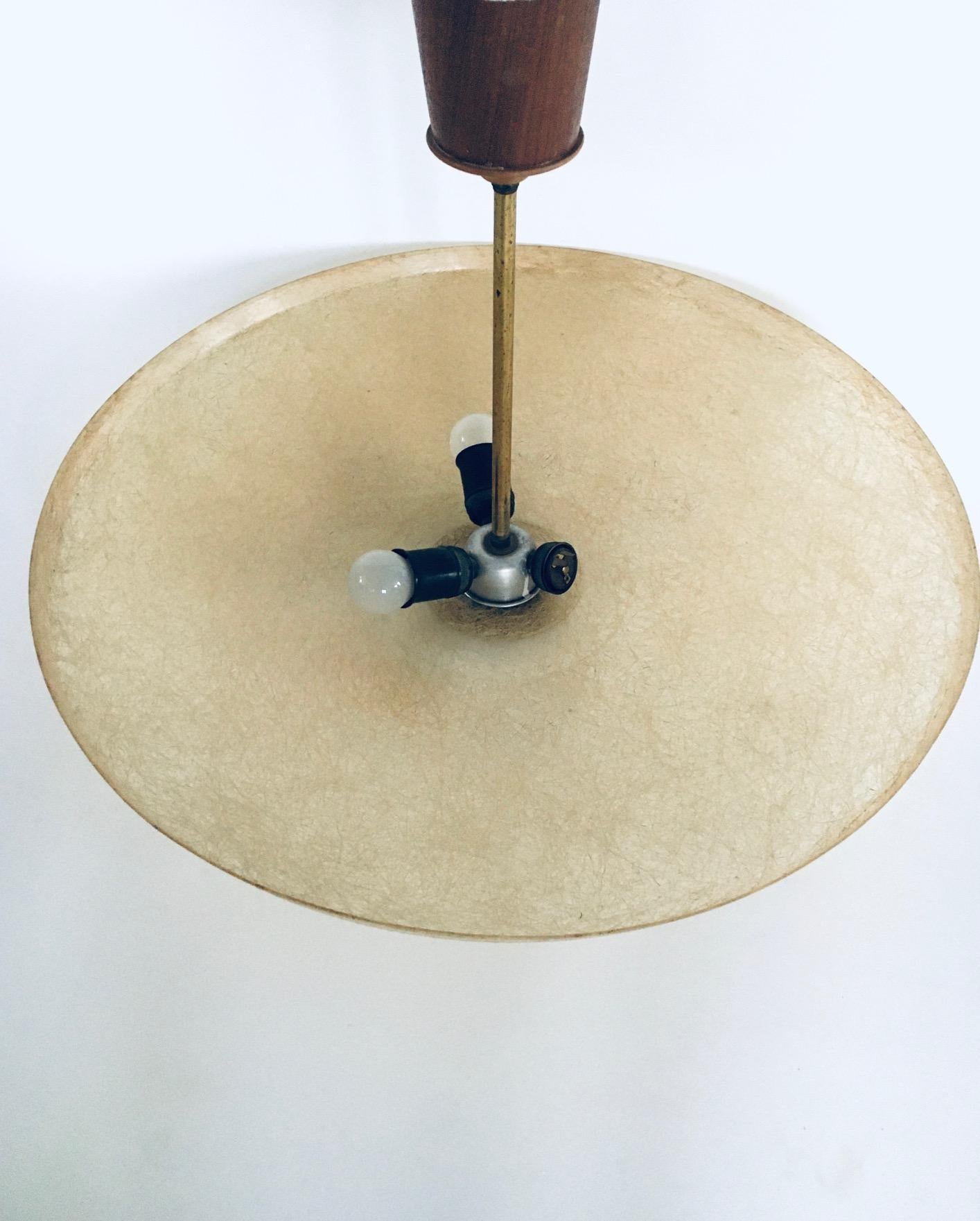 1950s Dutch Design Fiber & Teak Pendant Lamp 10