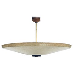 1950s Dutch Design Fiber 
Teak Pendant Lamp