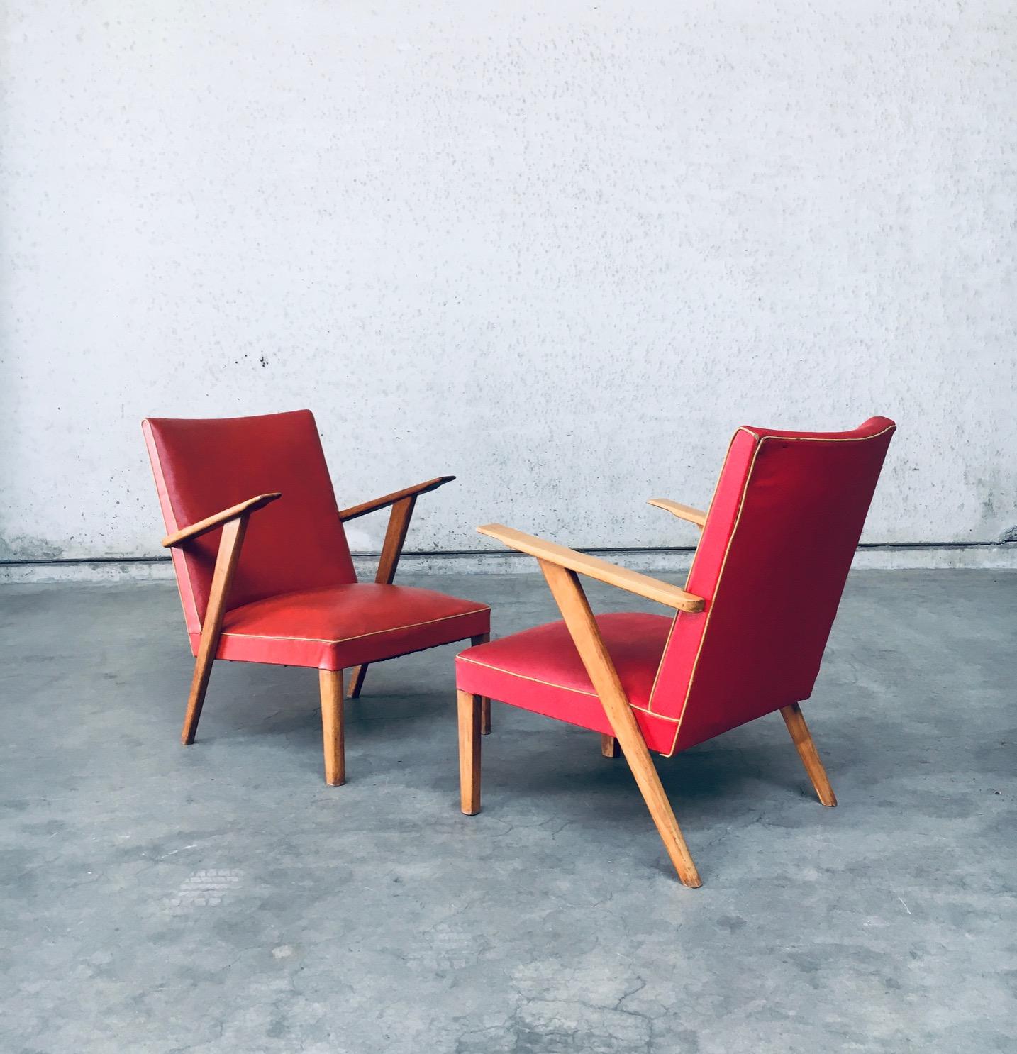 Faux Leather 1950's Dutch Design Lounge Chair set For Sale
