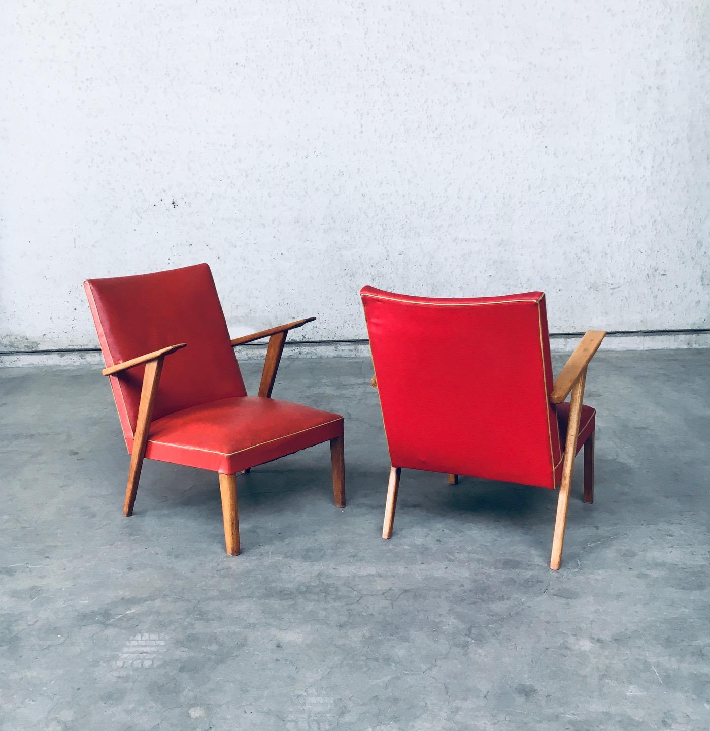 Imitation cuir Ensemble de chaises longues design hollandais des années 1950 en vente