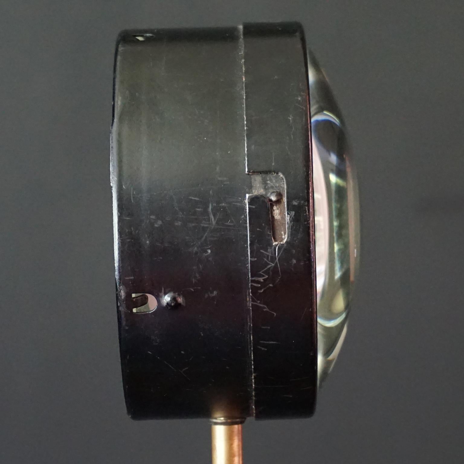 Metal 1950s Dutch Industrial Scientific Convex Lens Brass Stand Cast Iron Tripod Base For Sale