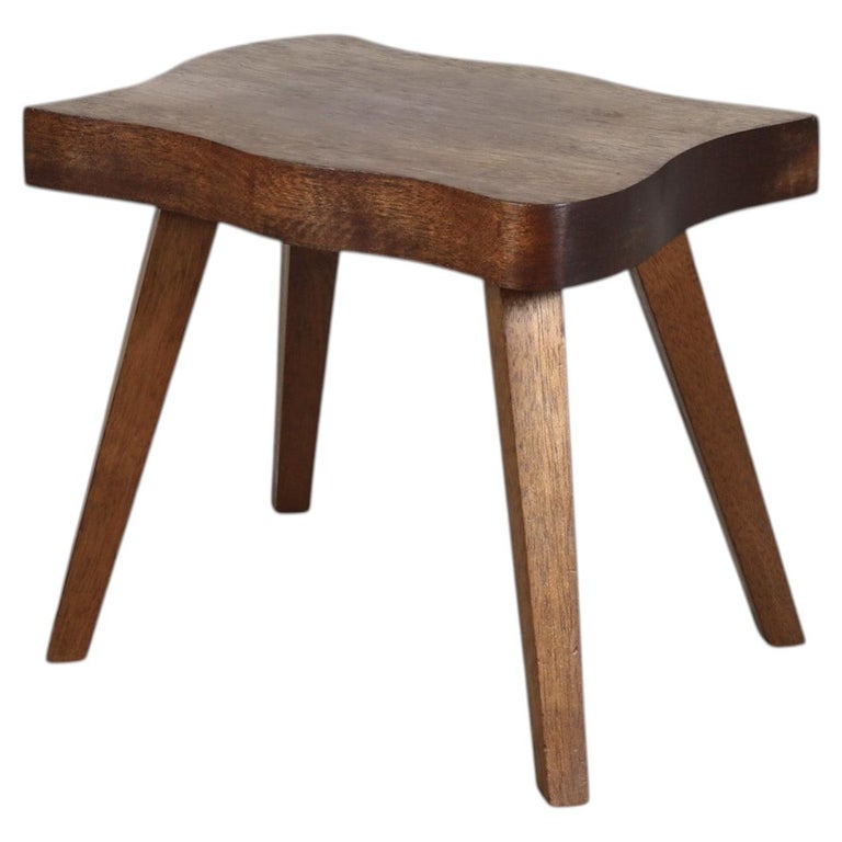 1950s Dutch Mid-Century Nakashima-Style Organic Edge Side Table or Stool