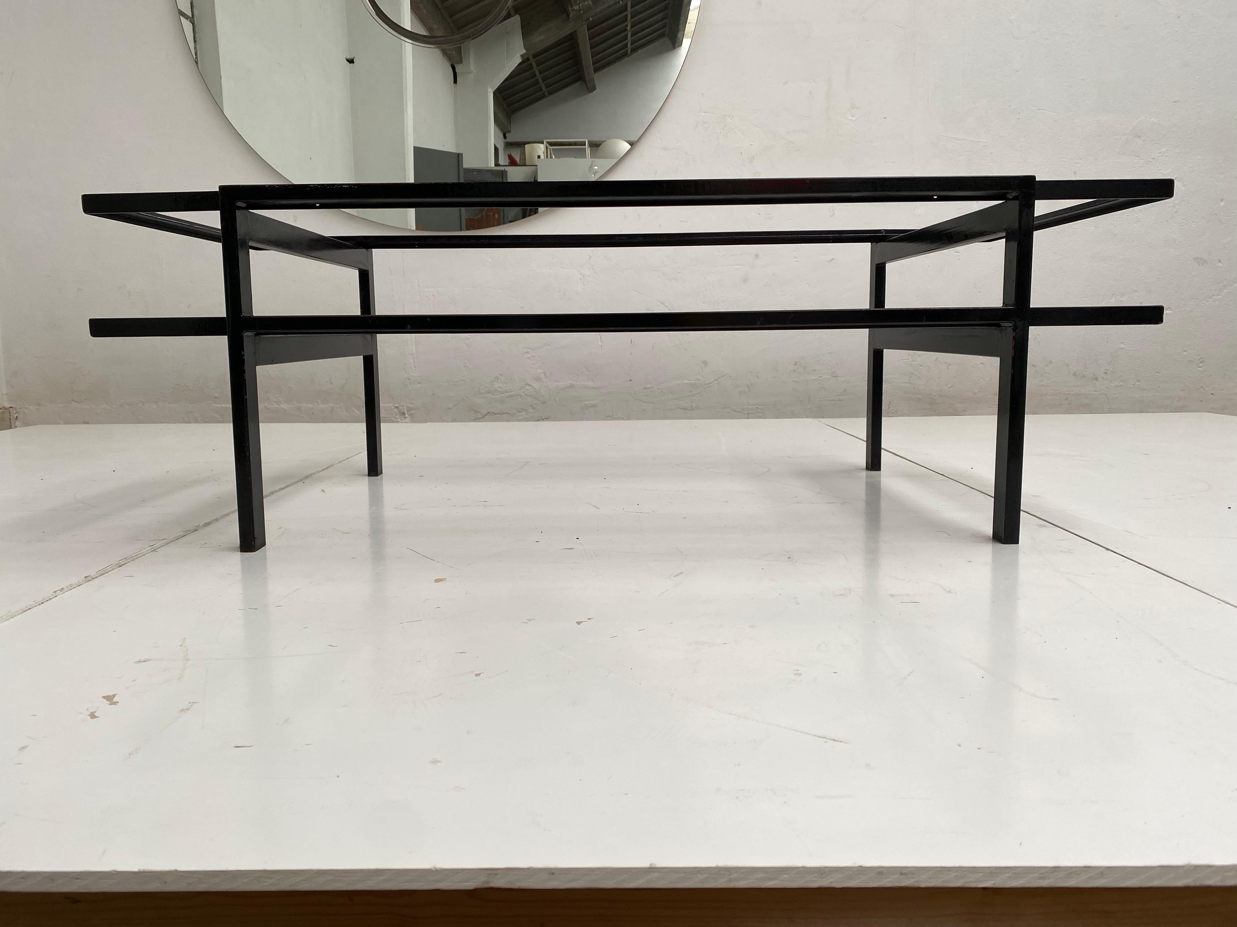 1950s Dutch Modernist Architect House 2 Tier Glass & Steel Coffee Table  7