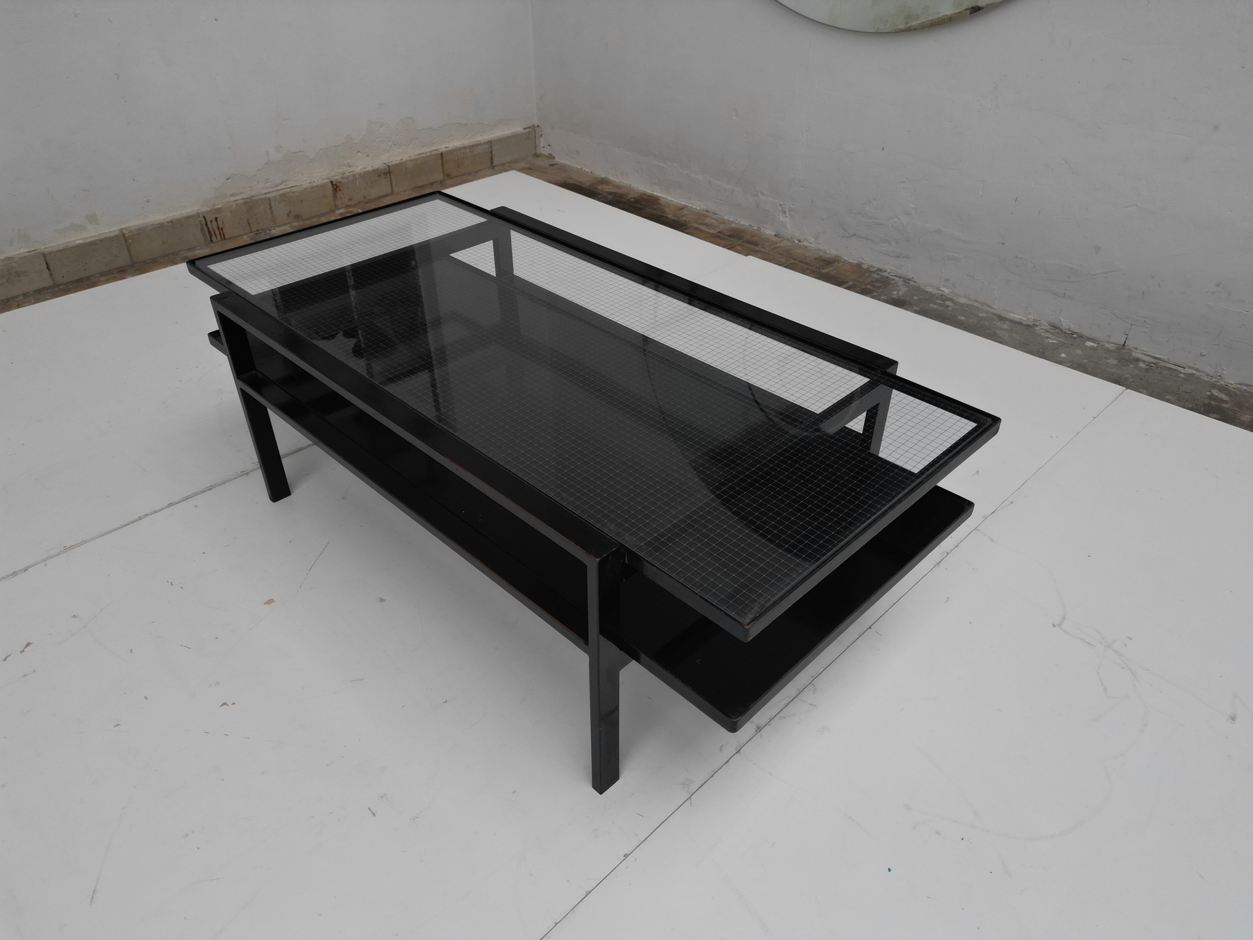 1950s Dutch Modernist Architect House 2 Tier Glass & Steel Coffee Table  9