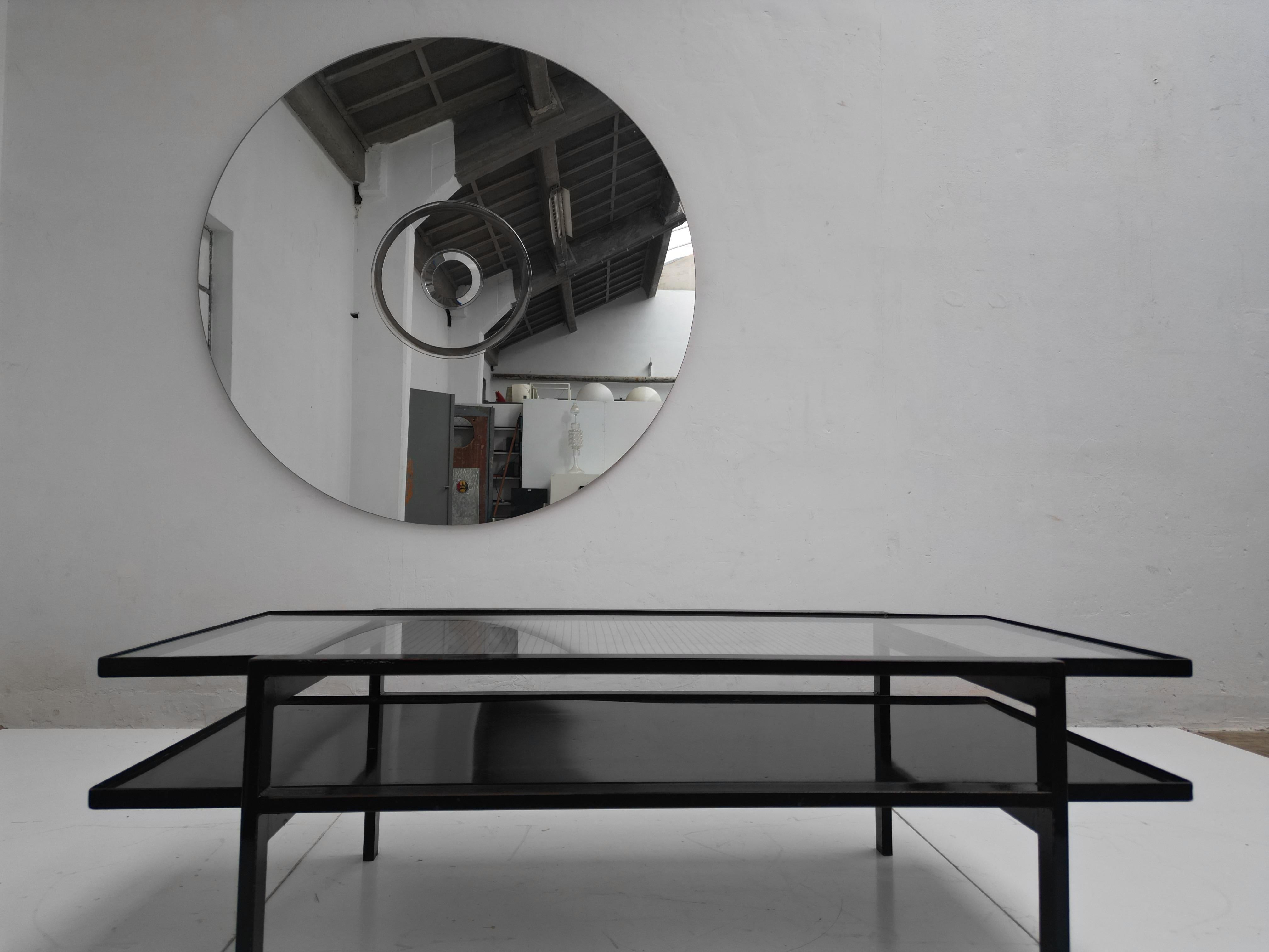 Mid-Century Modern 1950s Dutch Modernist Architect House 2 Tier Glass & Steel Coffee Table 