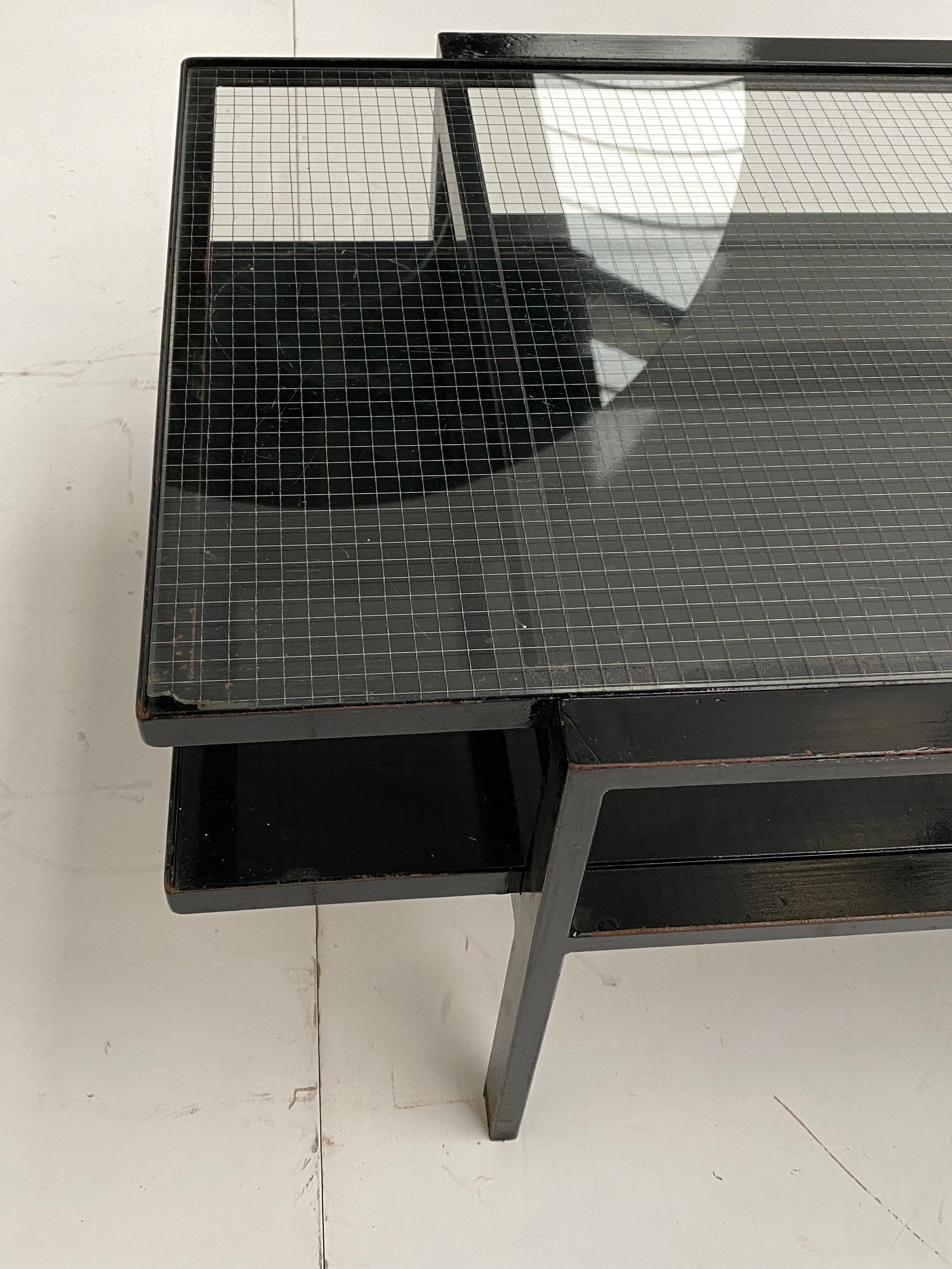 Mid-20th Century 1950s Dutch Modernist Architect House 2 Tier Glass & Steel Coffee Table 
