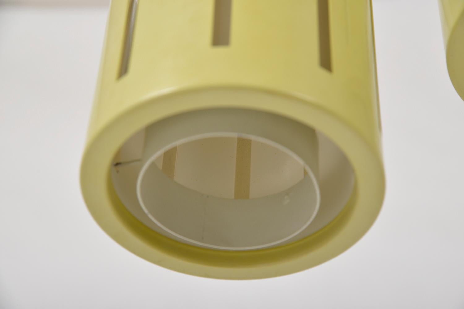 1950s Dutch Pair Yellow Hand Grenade Pendant Lights Philips / Alvar Aalto Style For Sale 1