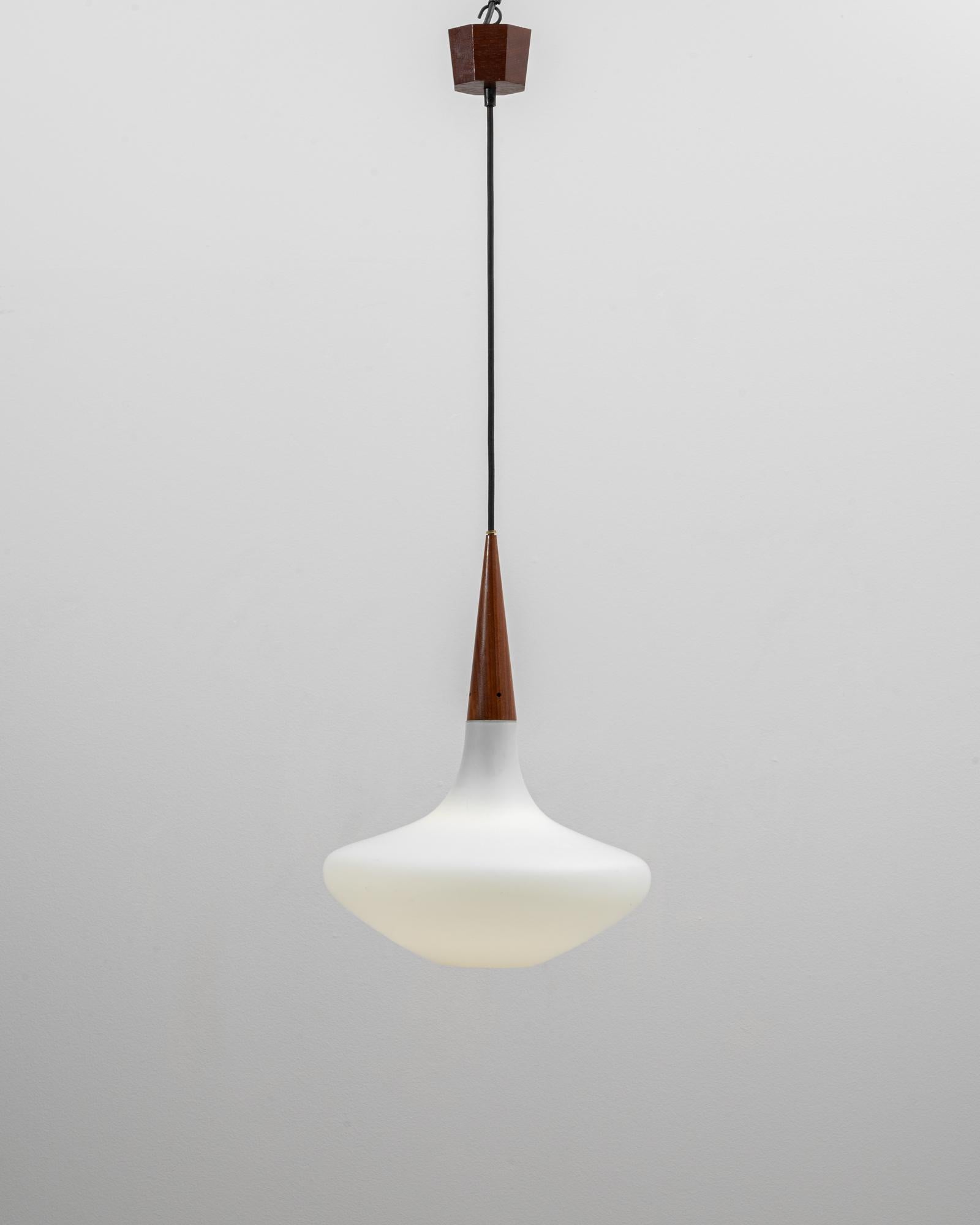 Olandese Lampada a sospensione olandese degli anni '50 in Wood Philips e vetro opalino di Louis Kalff in vendita