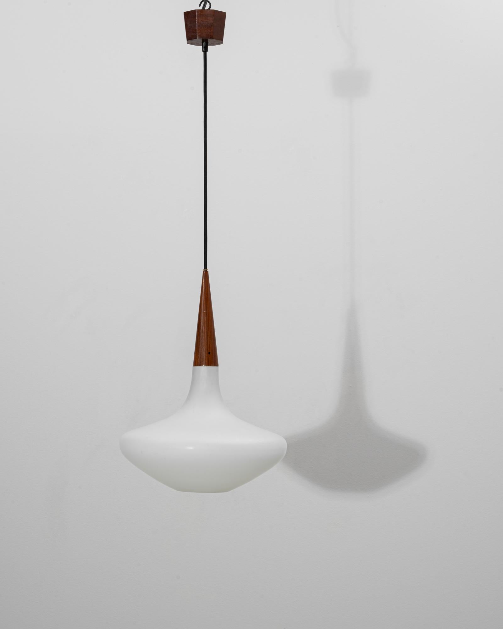 XX secolo Lampada a sospensione olandese degli anni '50 in Wood Philips e vetro opalino di Louis Kalff in vendita