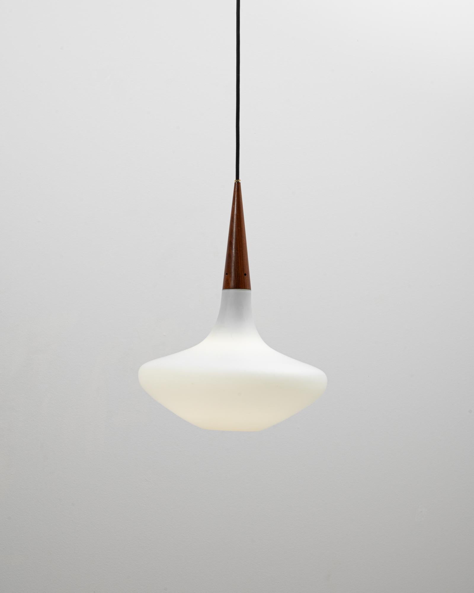 Lampada a sospensione olandese degli anni '50 in Wood Philips e vetro opalino di Louis Kalff in vendita 2