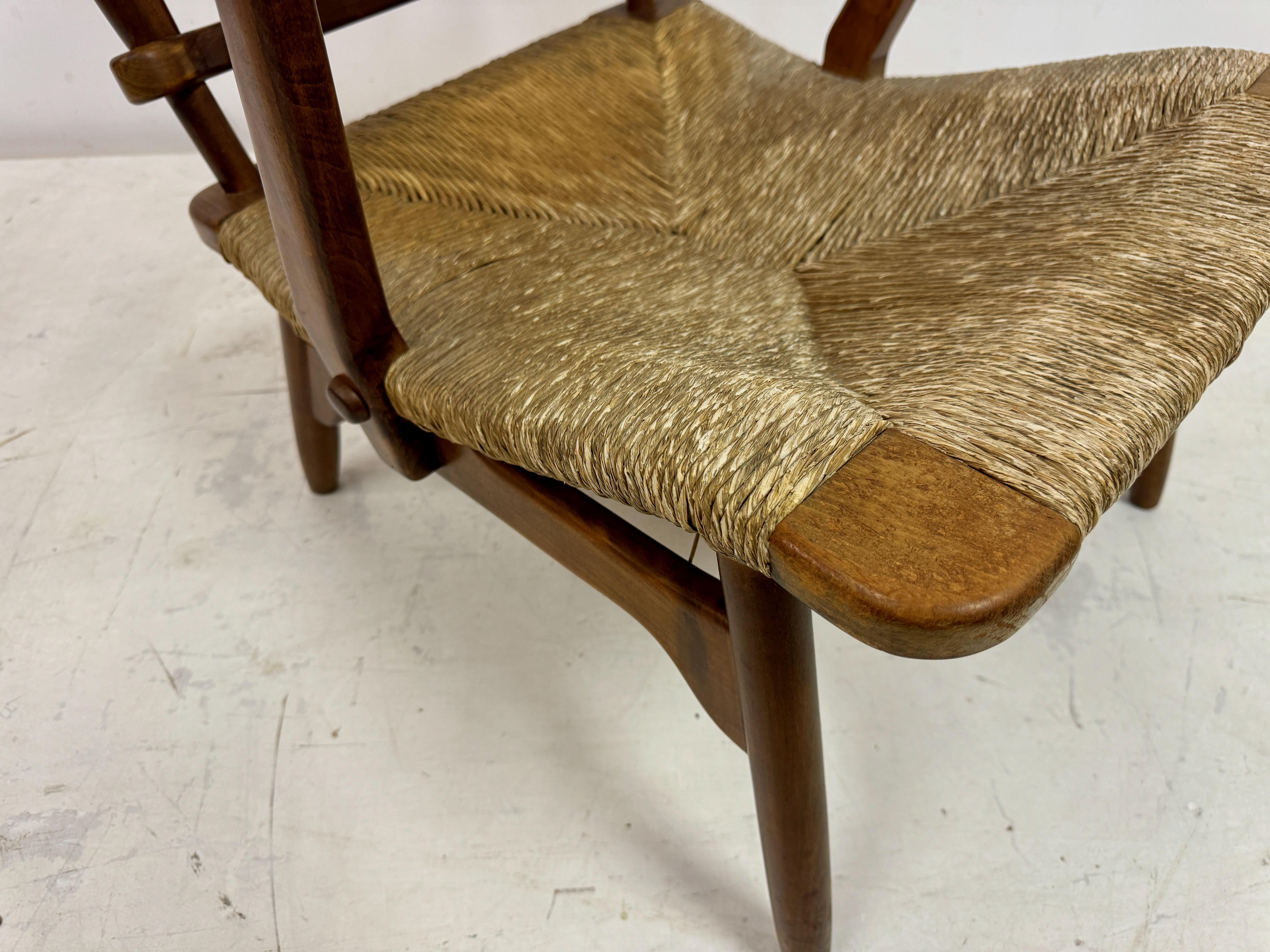 1950s Dutch Stick Back and Rush Seat by De Ster Gelderland For Sale 4