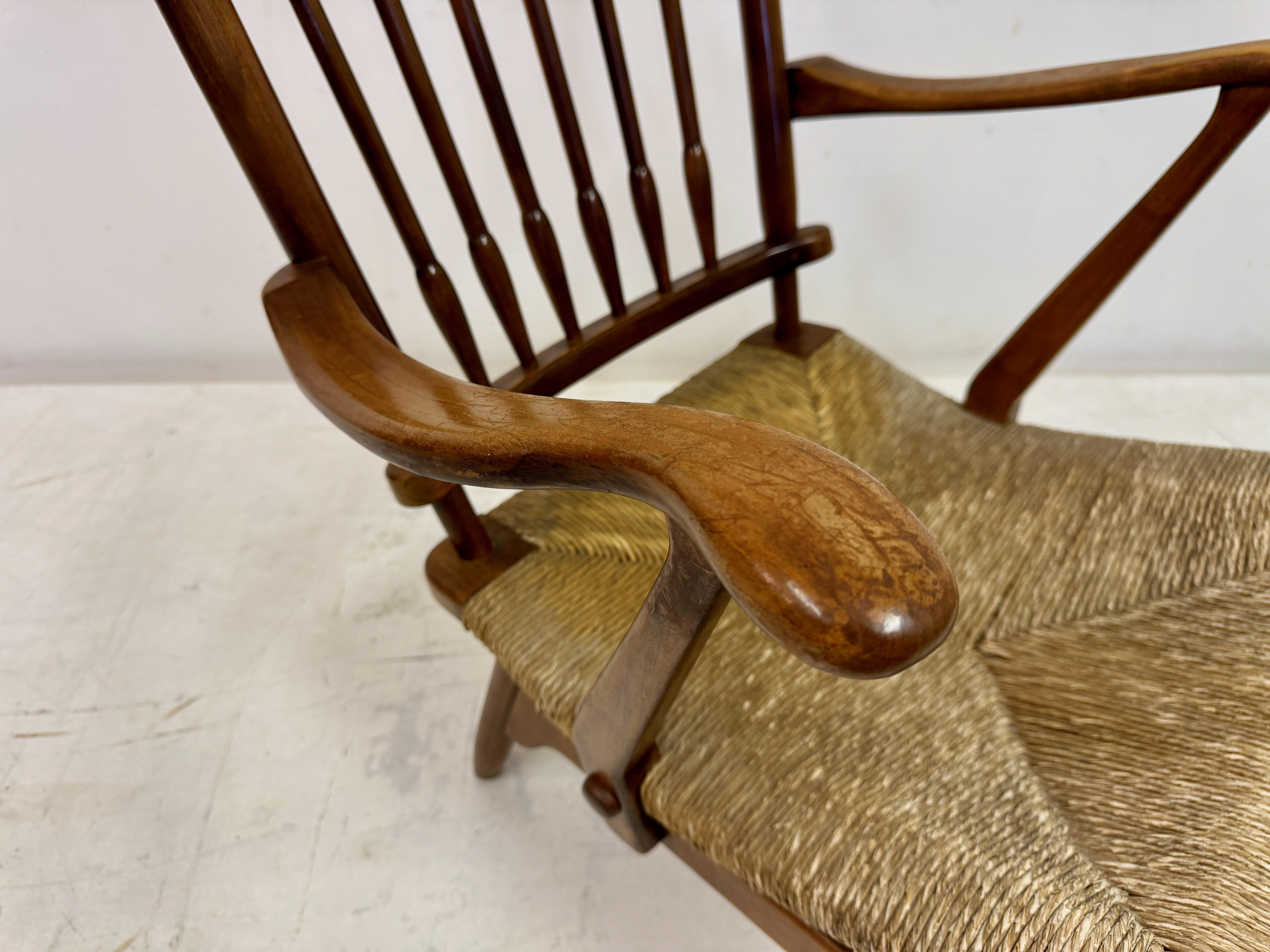 1950s Dutch Stick Back and Rush Seat by De Ster Gelderland For Sale 5