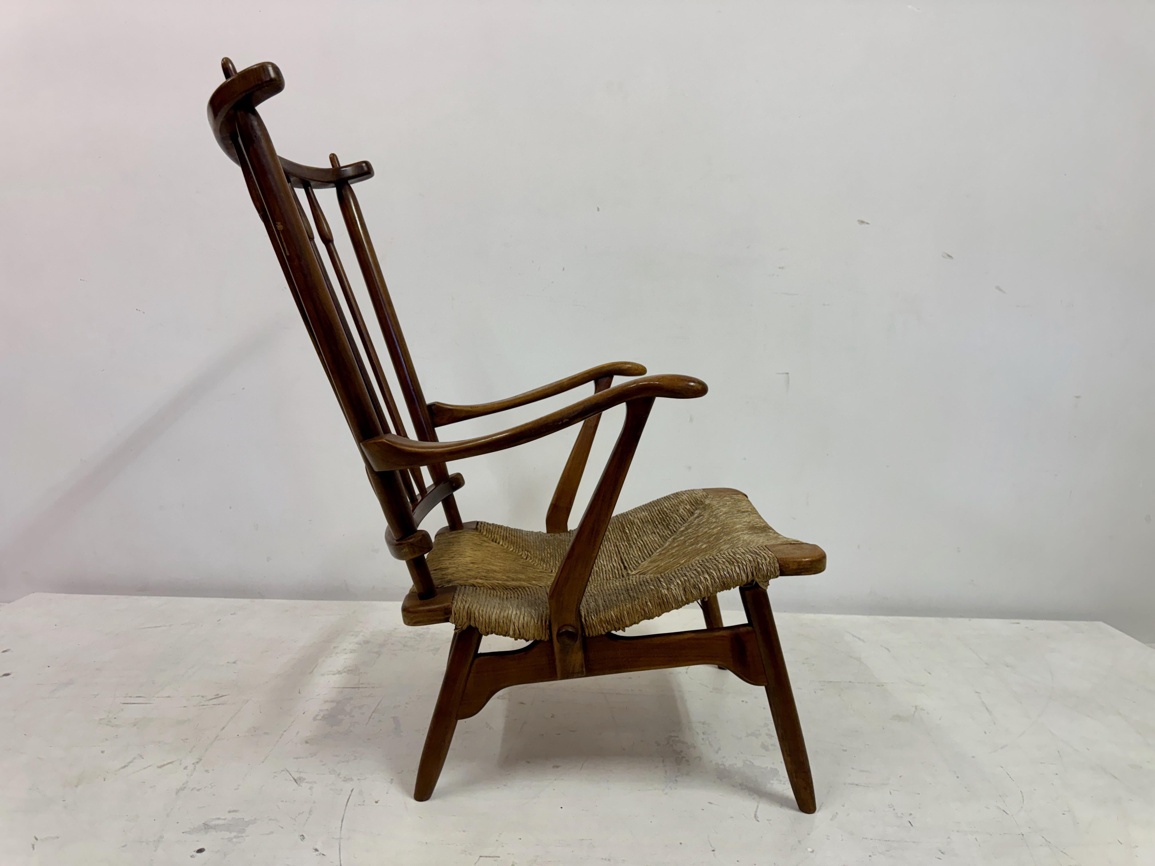 1950s Dutch Stick Back and Rush Seat by De Ster Gelderland For Sale 6