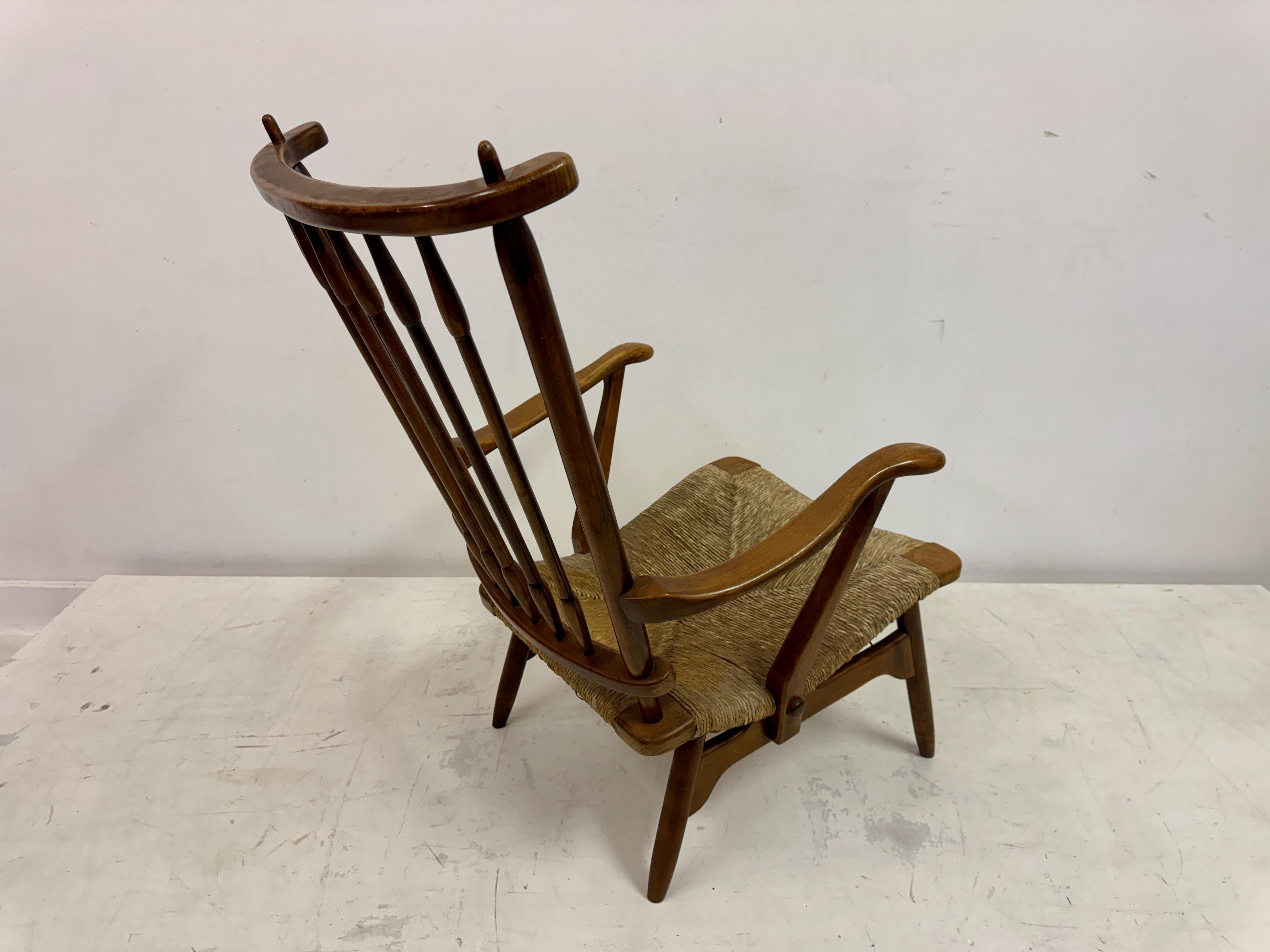 1950s Dutch Stick Back and Rush Seat by De Ster Gelderland For Sale 7