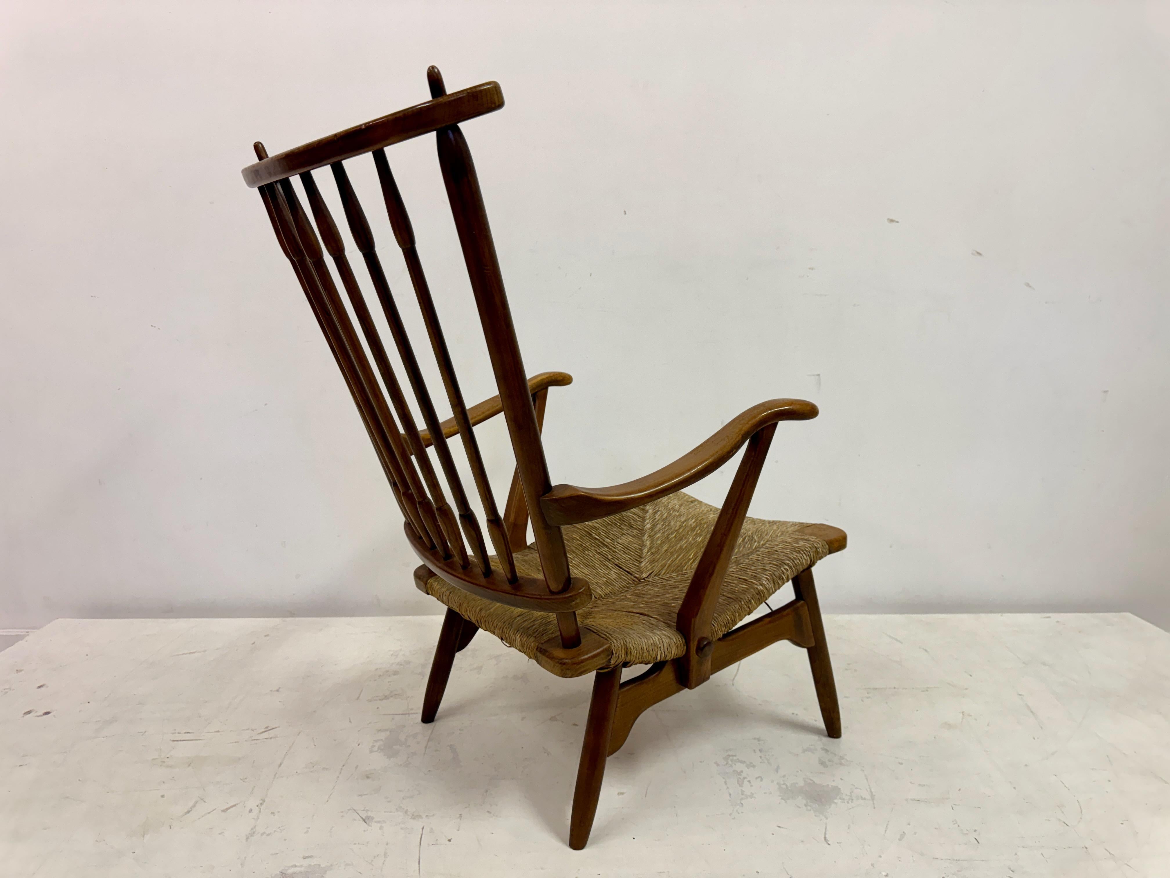 1950s Dutch Stick Back and Rush Seat by De Ster Gelderland For Sale 8