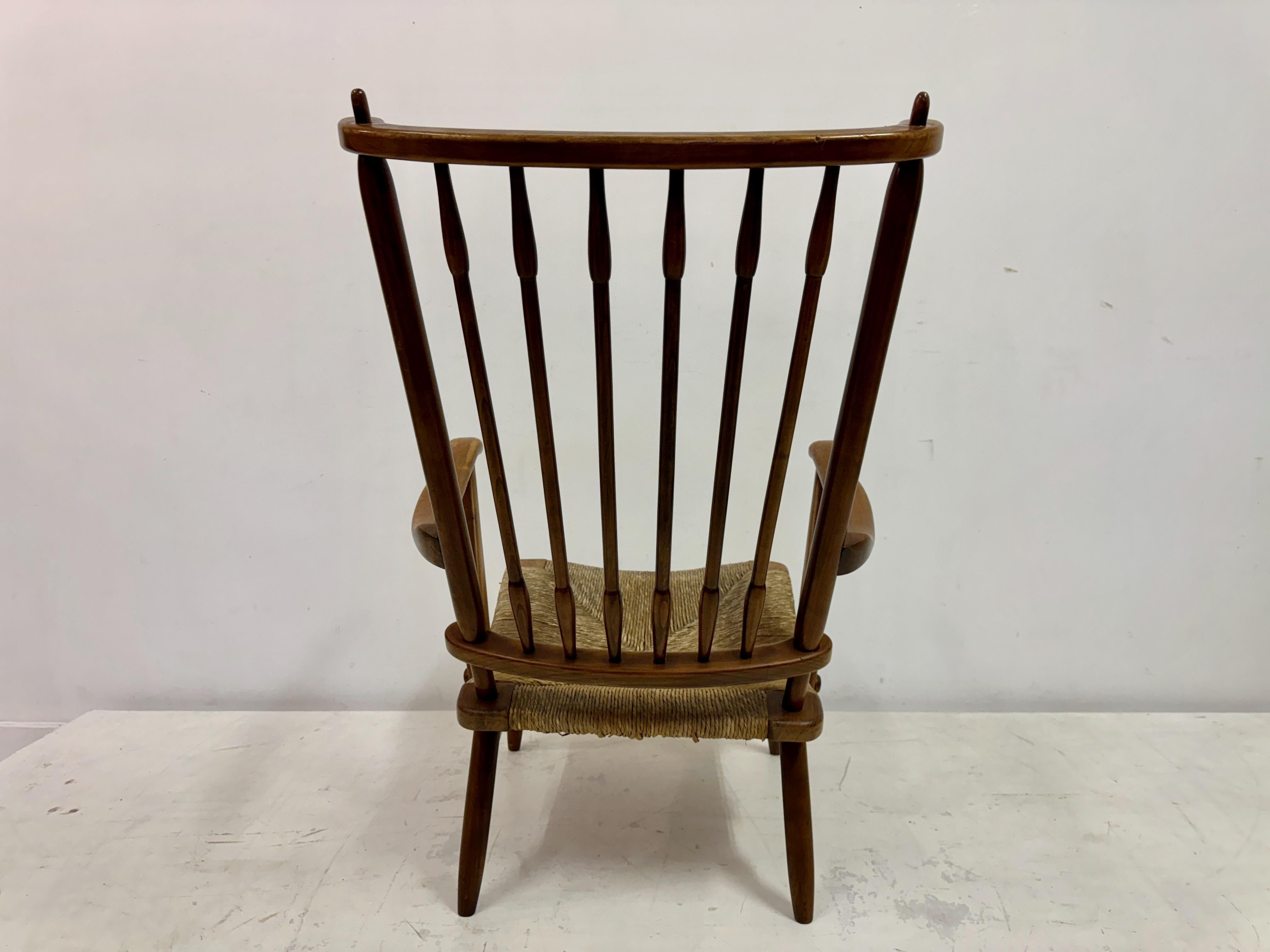 1950s Dutch Stick Back and Rush Seat by De Ster Gelderland For Sale 9