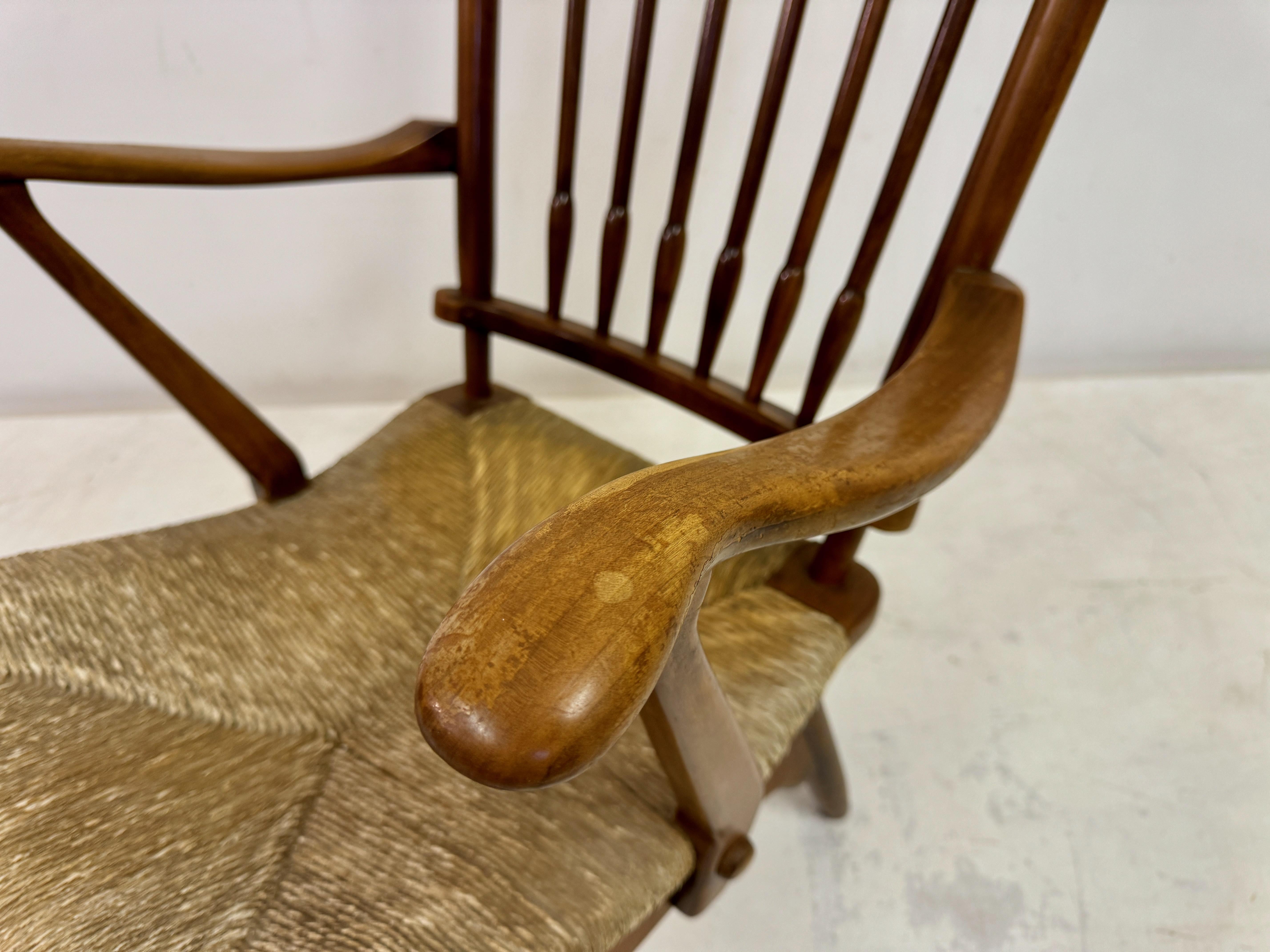 1950s Dutch Stick Back and Rush Seat by De Ster Gelderland For Sale 14