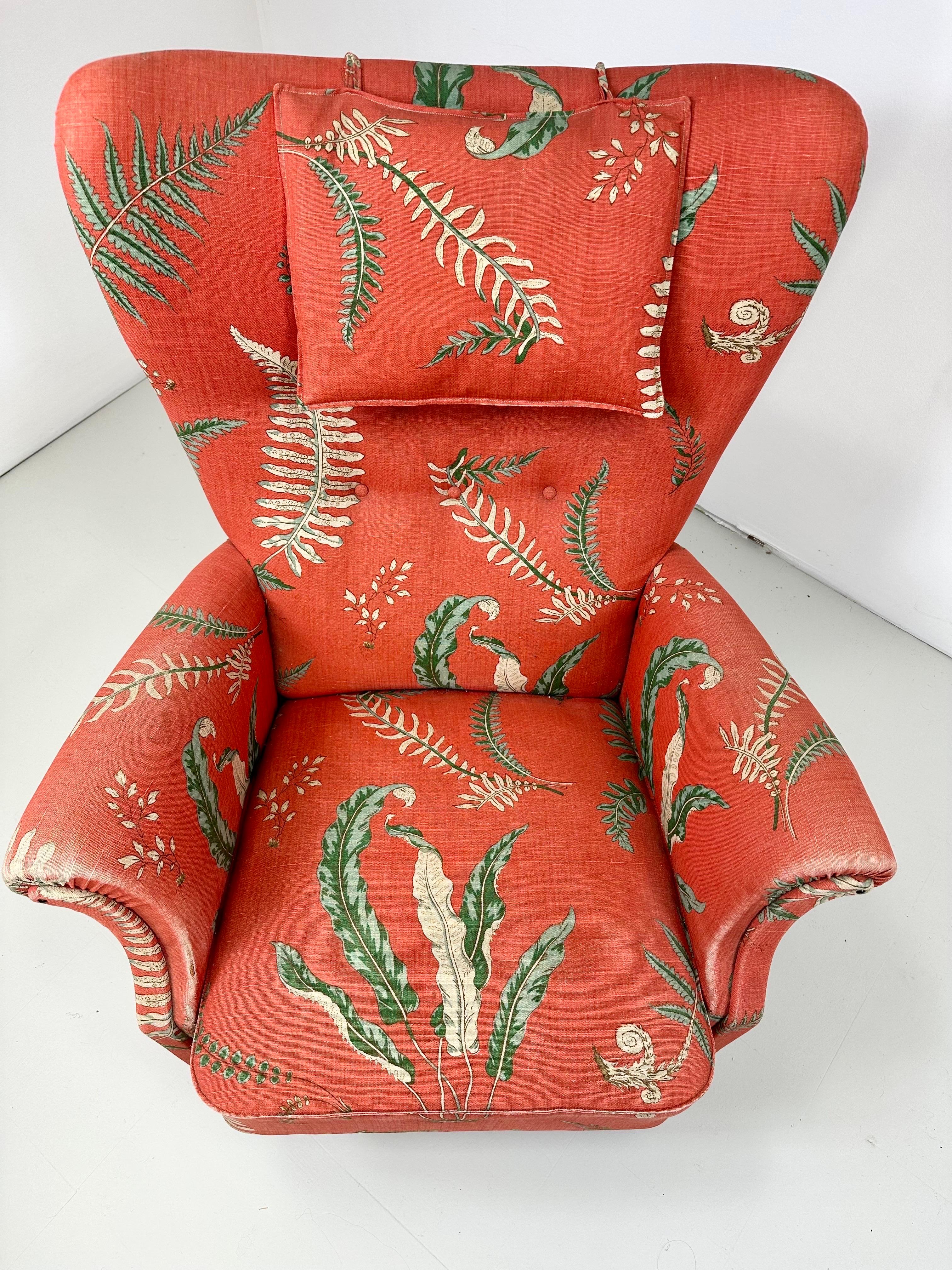 20th Century 1950’s Dux Lounge Chair With Vintage “Fern” Upholstery For Sale