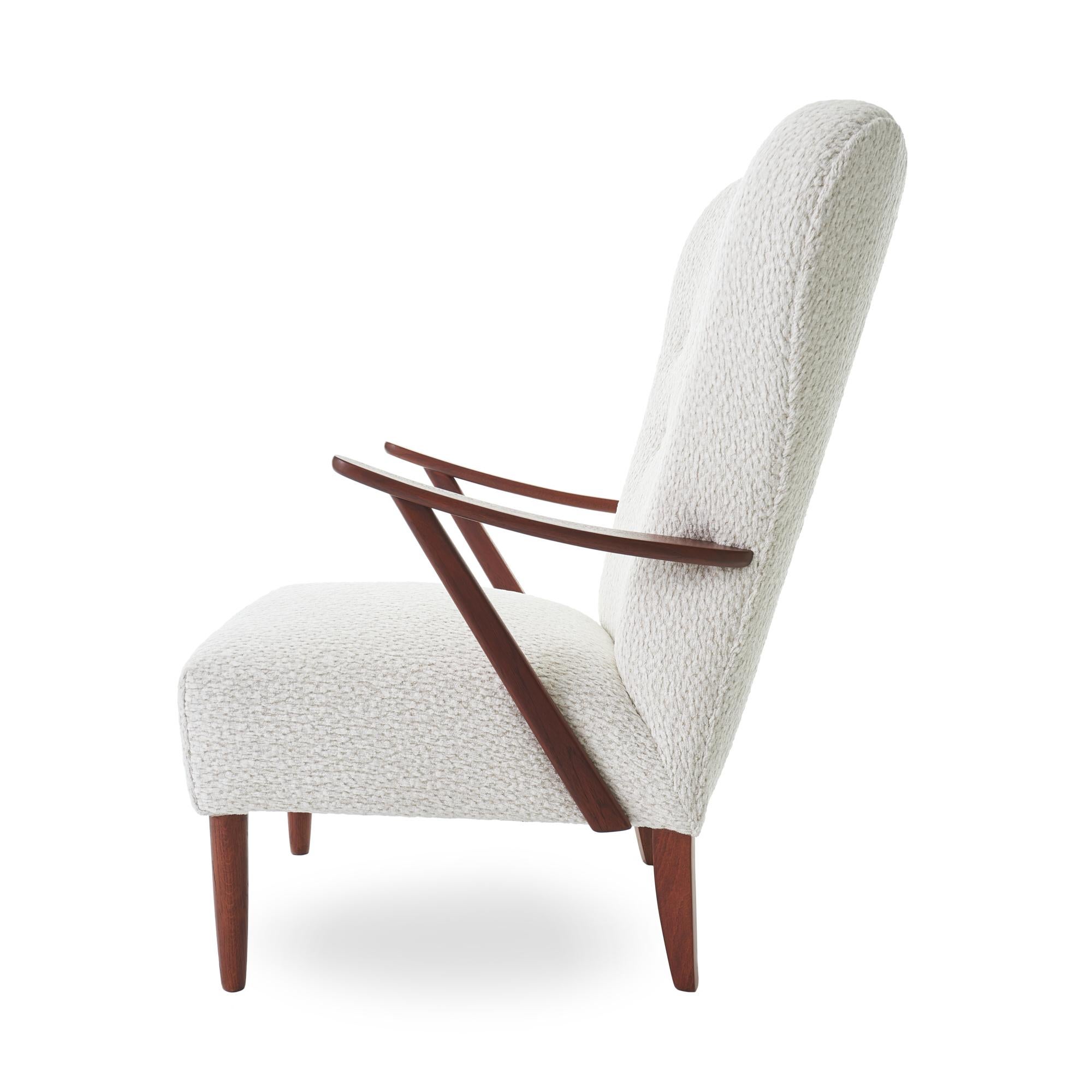 Mid-Century Modern 1950s DUX Walnut High Back Lounge Chair