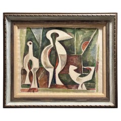 1950’s E. Romano "Bird Abstractions" Watercolor Painting