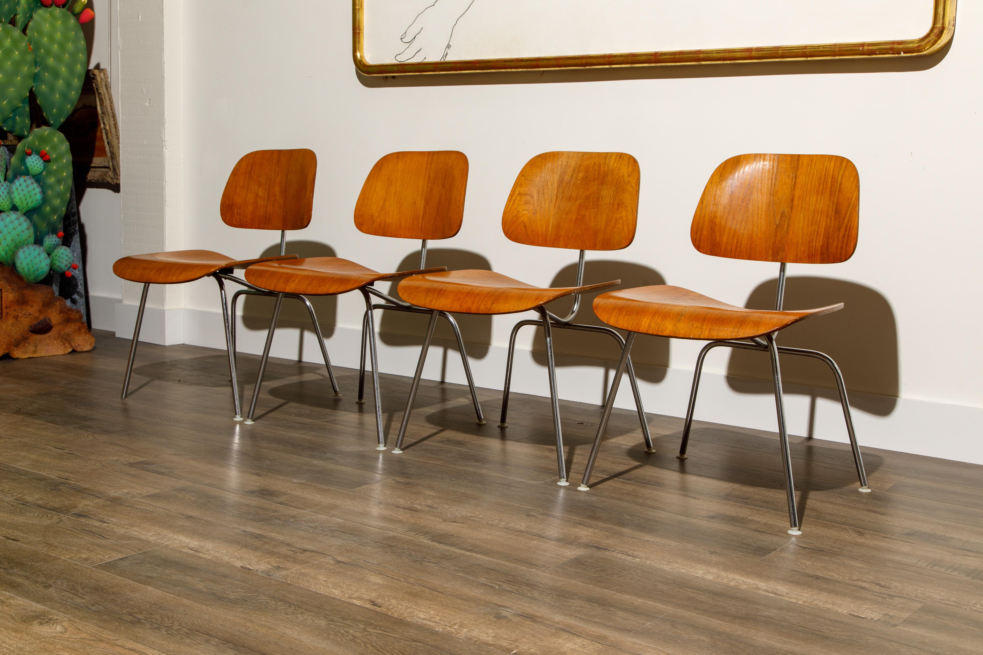 1950s Early Production 'DCM' Chairs by Charles Eames for Herman Miller, Signed  In Good Condition In Los Angeles, CA