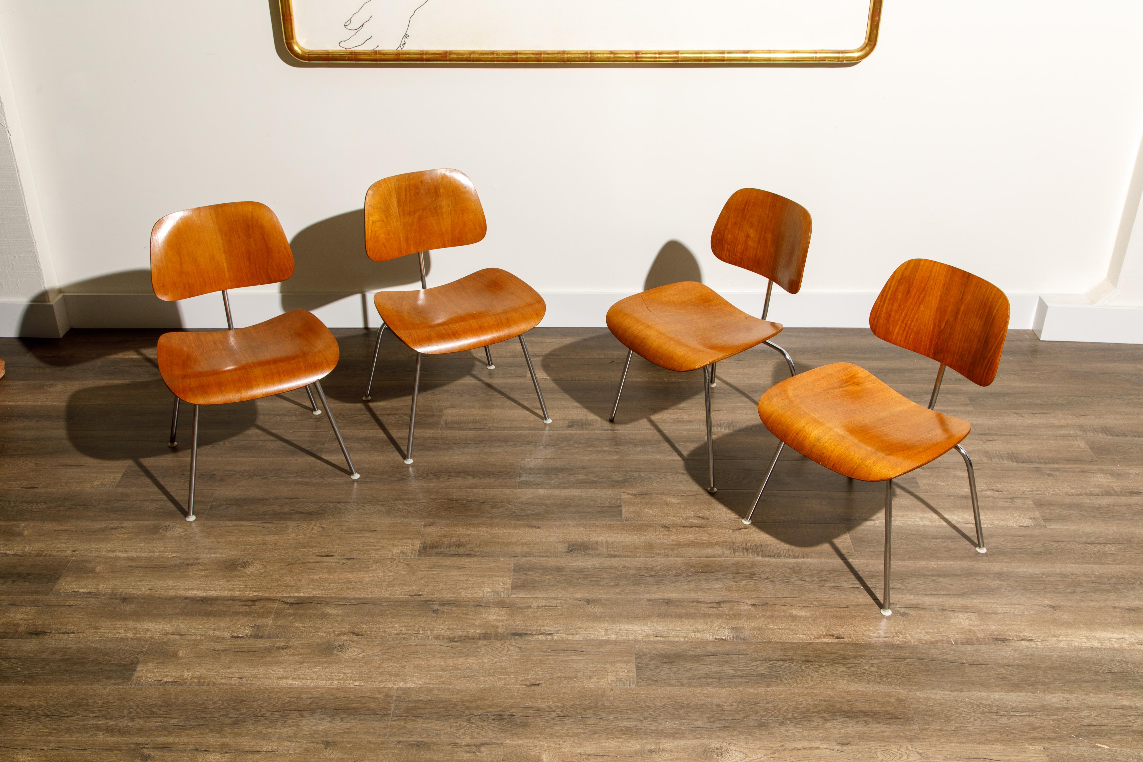 Mid-20th Century 1950s Early Production 'DCM' Chairs by Charles Eames for Herman Miller, Signed 