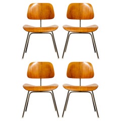 1950s Early Production 'DCM' Chairs by Charles Eames for Herman Miller, Signed