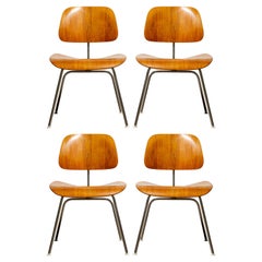 1950s Early Production 'DCM' Chairs by Charles Eames for Herman Miller, Signed 