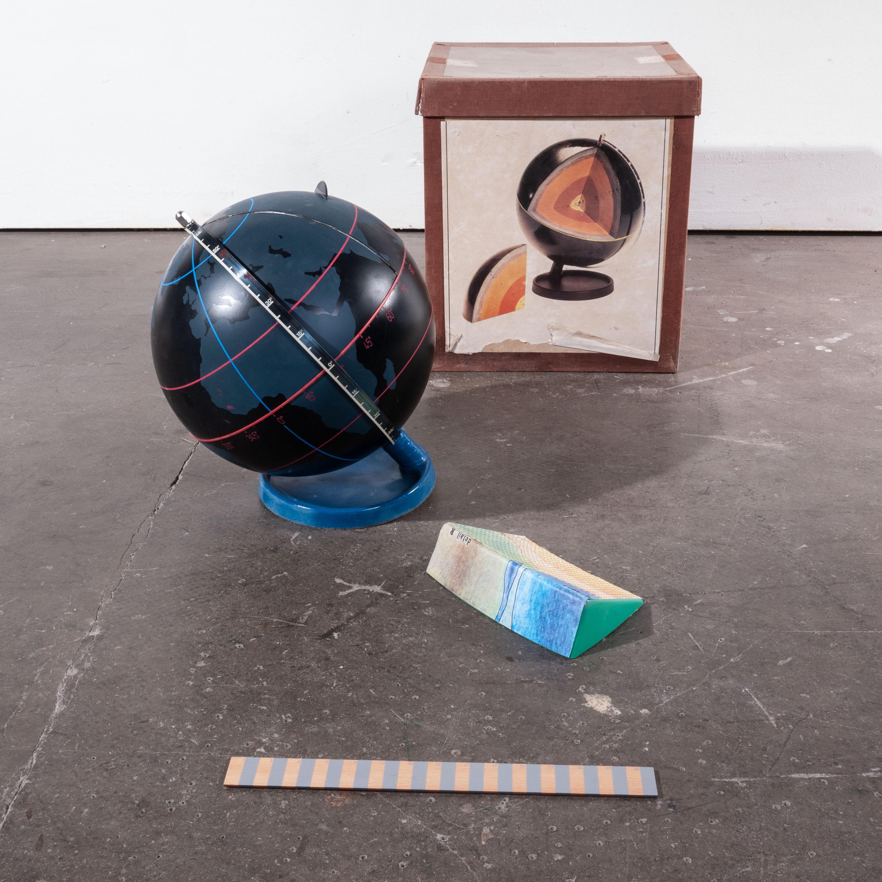 Mid-20th Century 1950s Earth Core Rotating Teaching Globe, Original Box