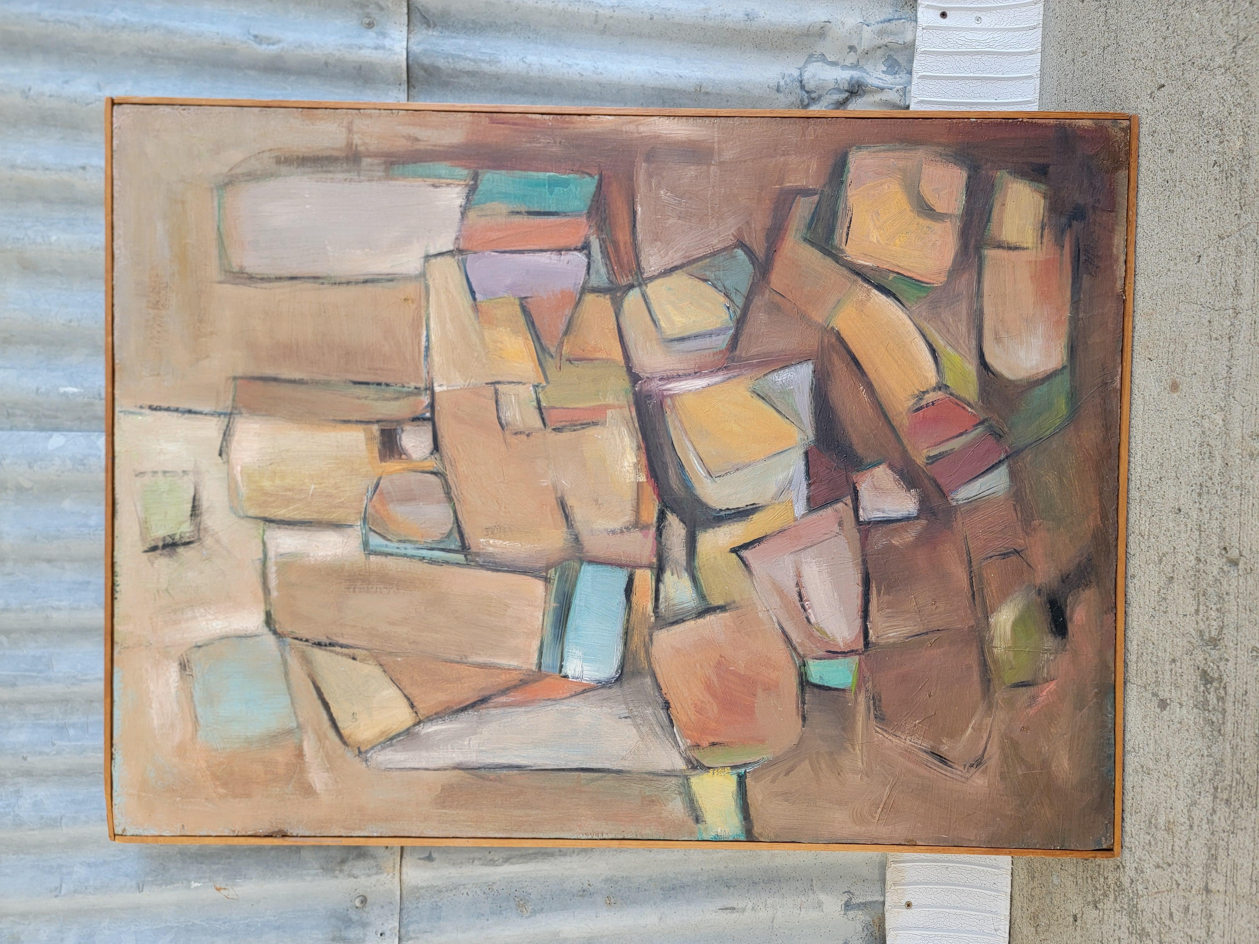 1950's Earth Tone Abstract Oil Painting by Randall Morgan For Sale 4
