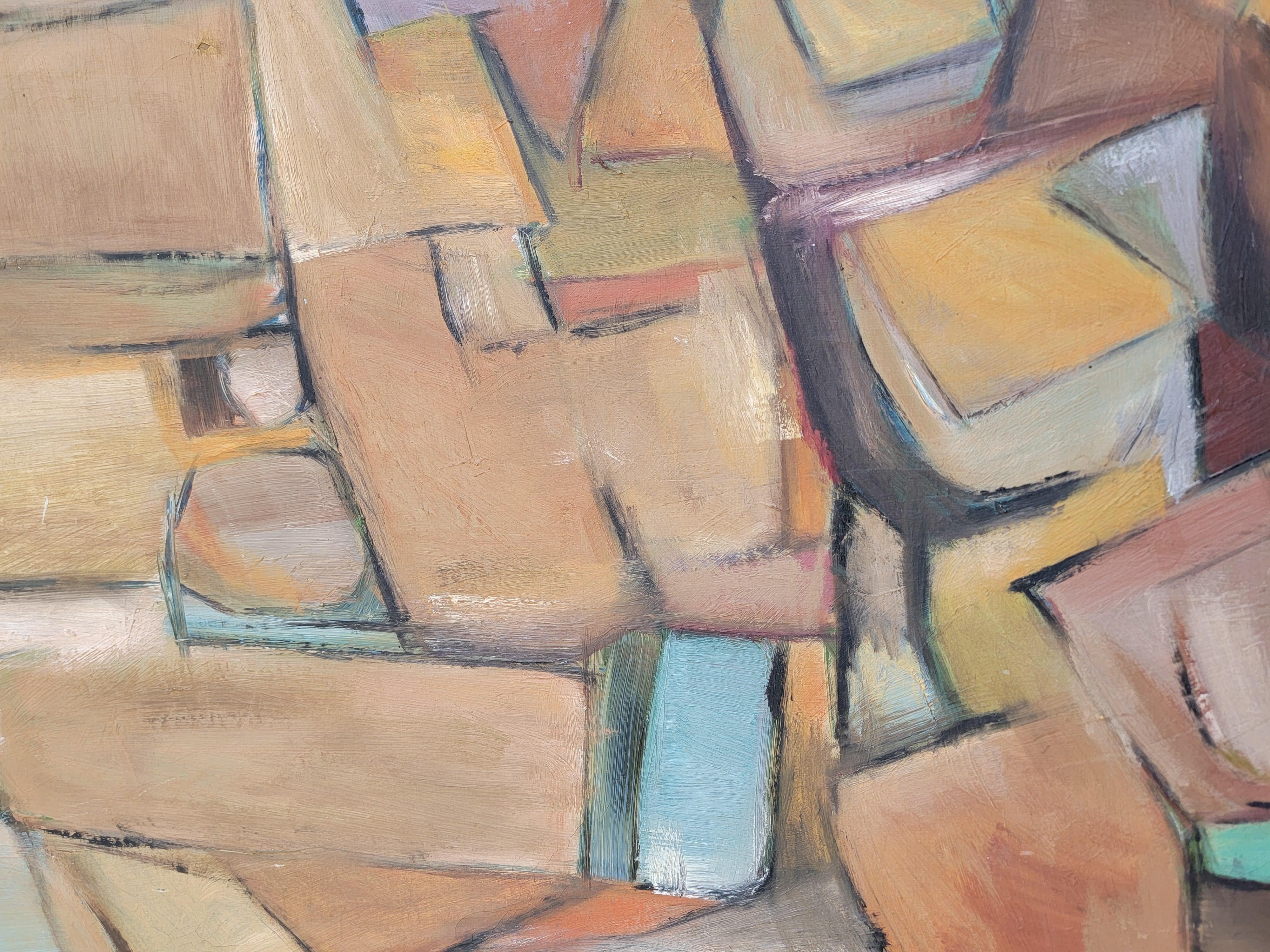 American 1950's Earth Tone Abstract Oil Painting by Randall Morgan For Sale