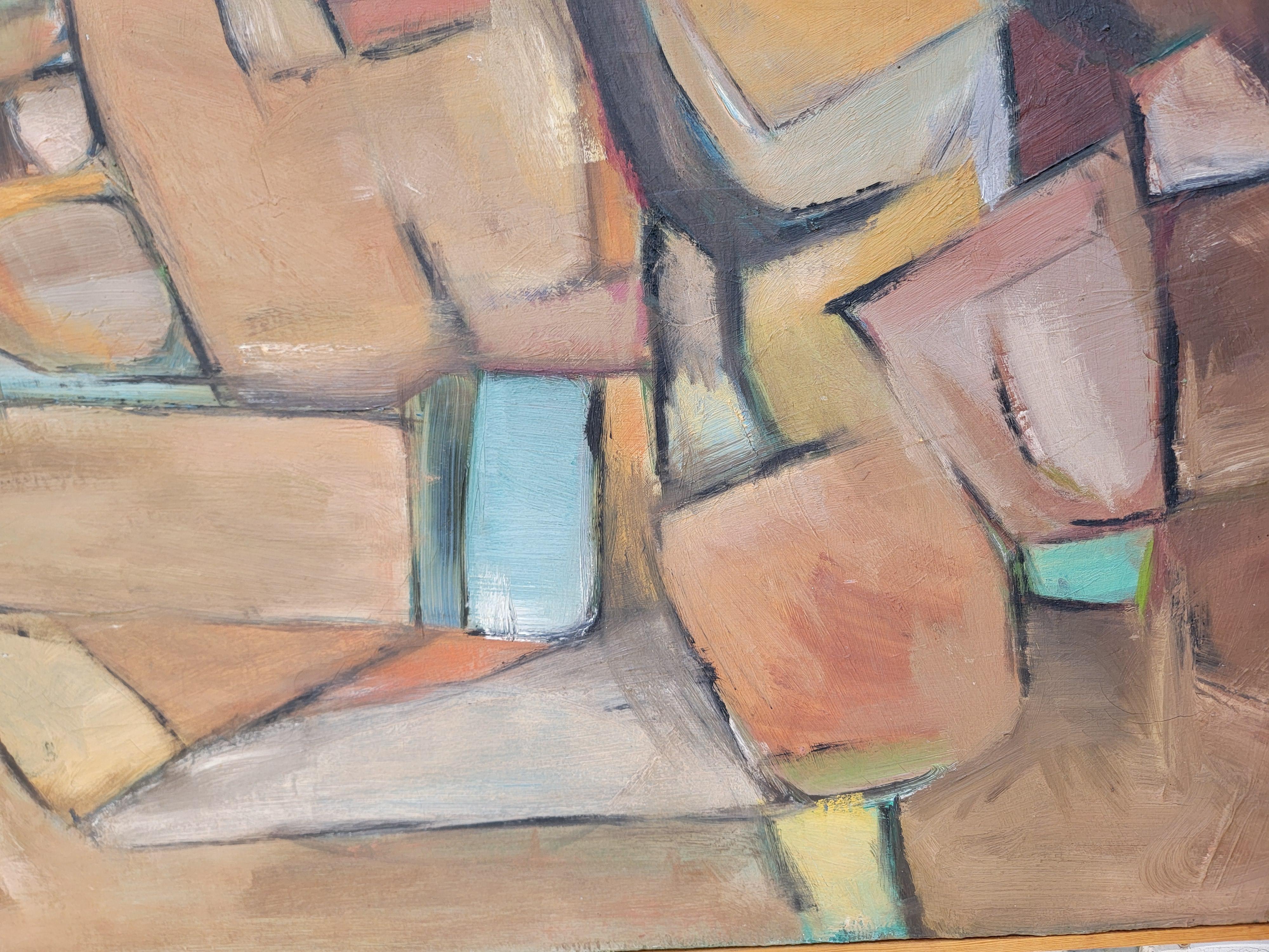 1950's Earth Tone Abstract Oil Painting by Randall Morgan In Good Condition For Sale In Fulton, CA