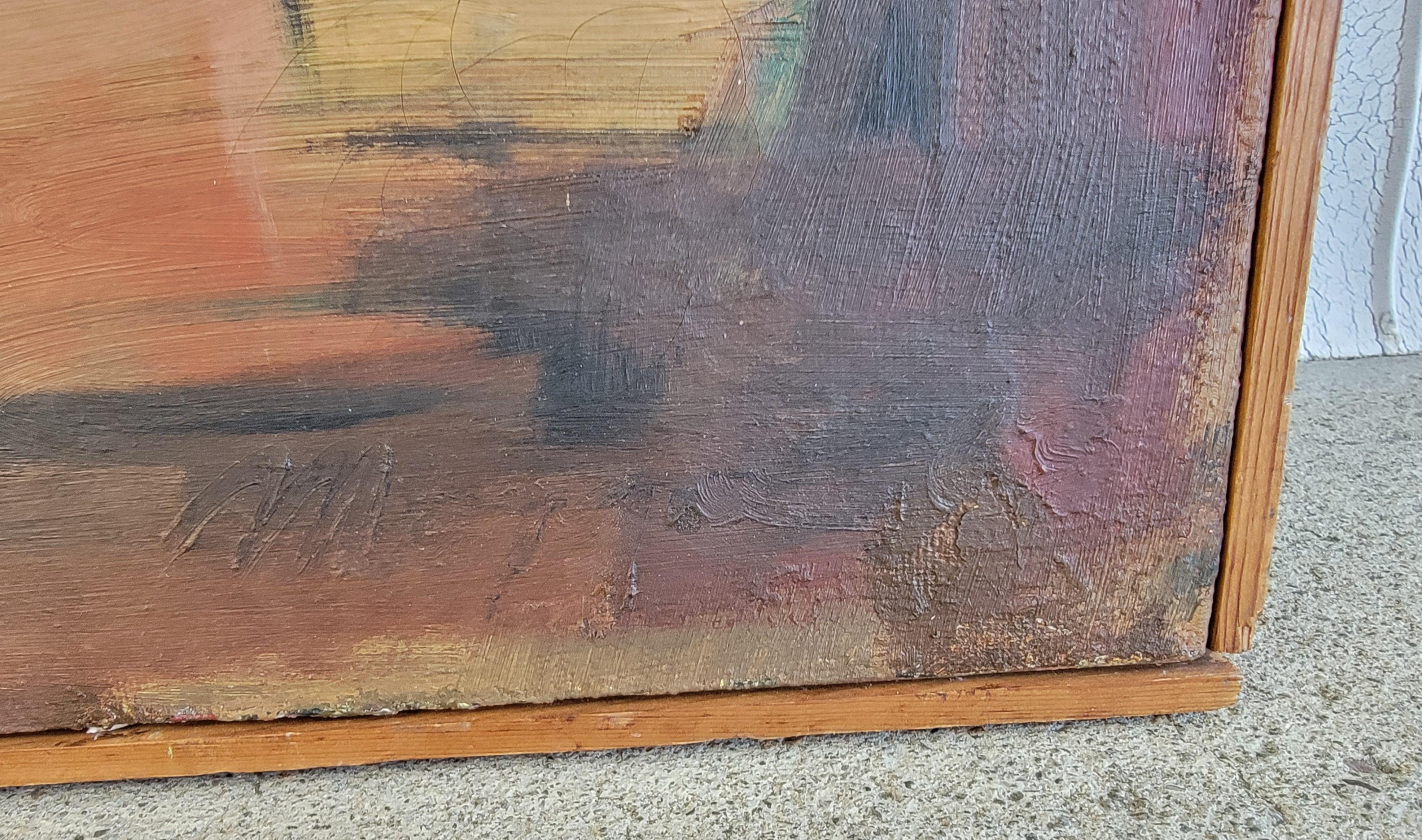 20th Century 1950's Earth Tone Abstract Oil Painting by Randall Morgan For Sale