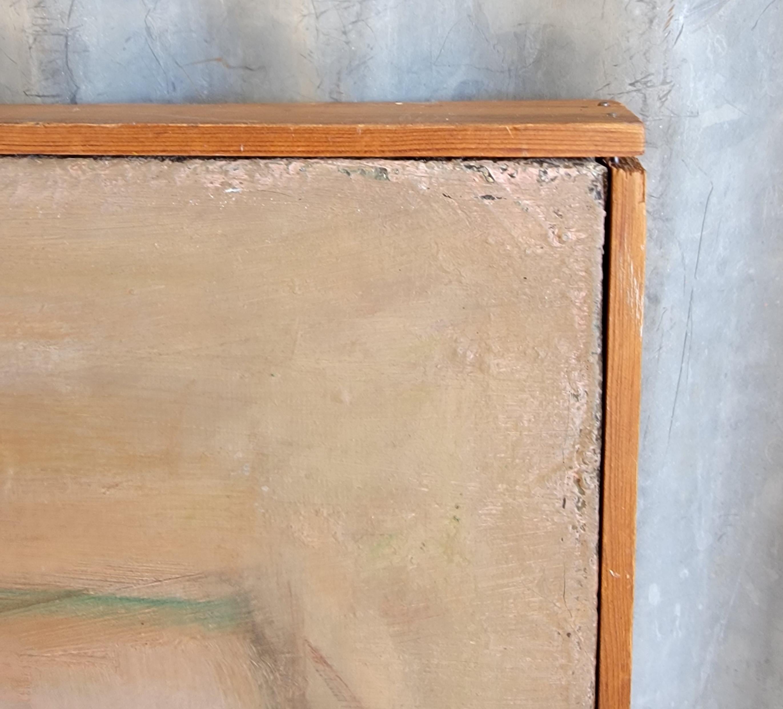 Canvas 1950's Earth Tone Abstract Oil Painting by Randall Morgan For Sale