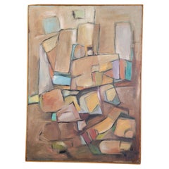 1950's Earth Tone Abstract Oil Painting by Randall Morgan