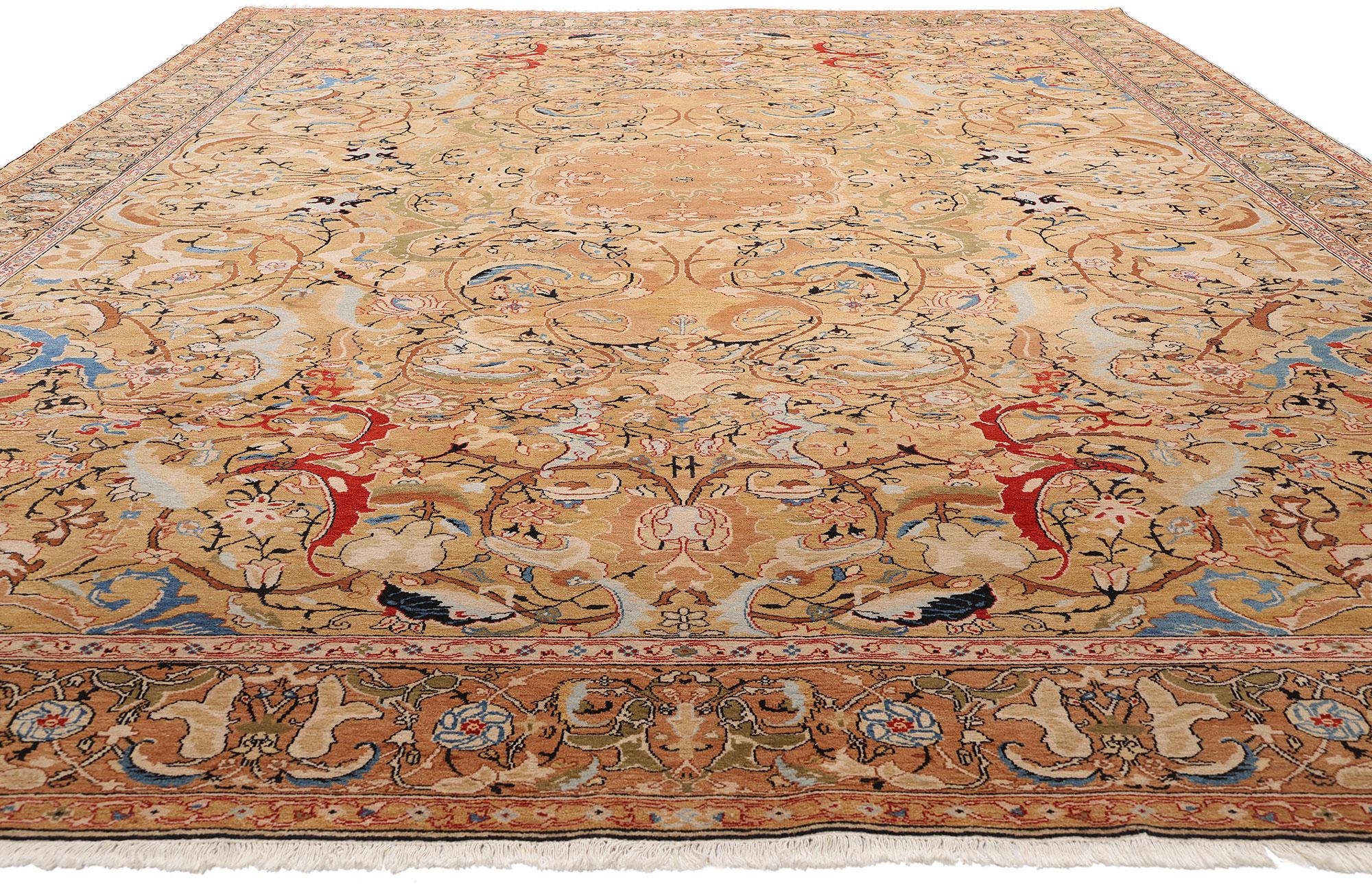 Persiano Tappeto persiano Tabriz degli anni '50 in tonalità terra con stile moderno in vendita