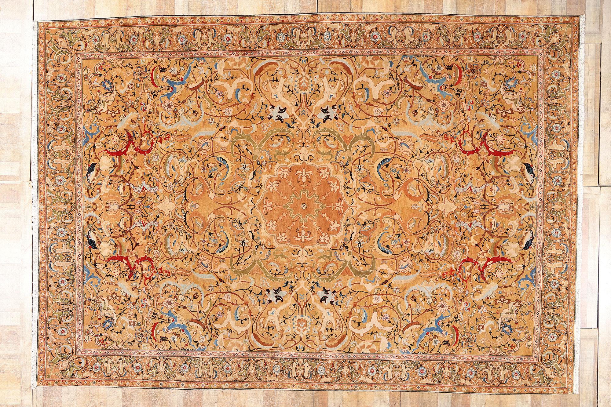 Tappeto persiano Tabriz degli anni '50 in tonalità terra con stile moderno in vendita 2