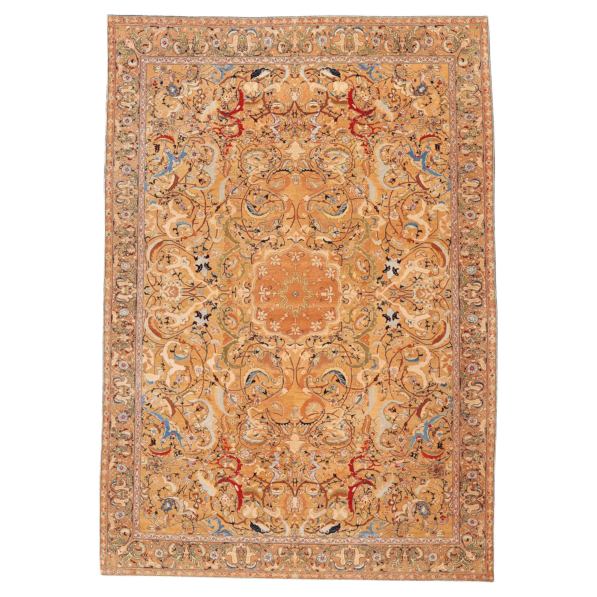 Alfombra persa tabriz de 1950 en tonos tierra y estilo moderno