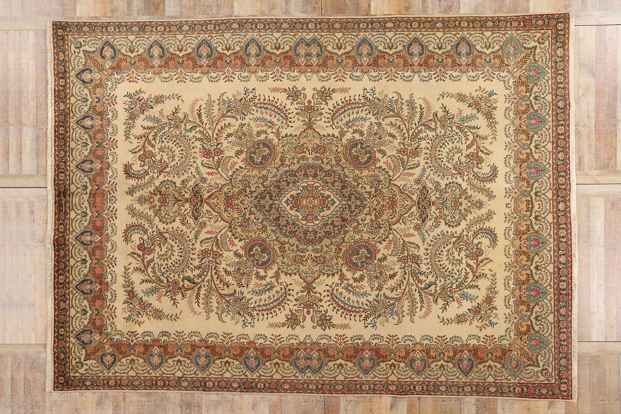 Tapis persan Tabriz de couleur terre, 09'08 x 13'03 en vente 3