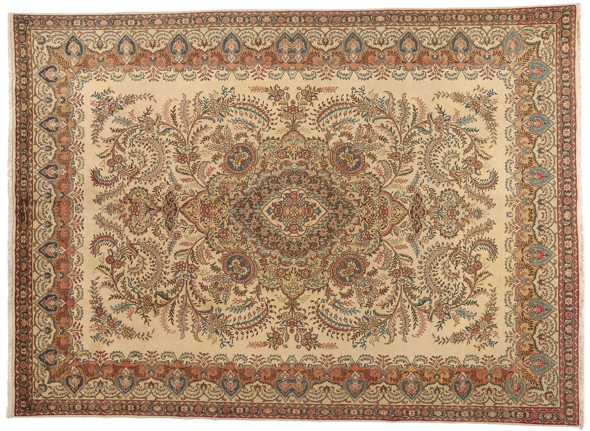 Tapis persan Tabriz de couleur terre, 09'08 x 13'03 en vente 4