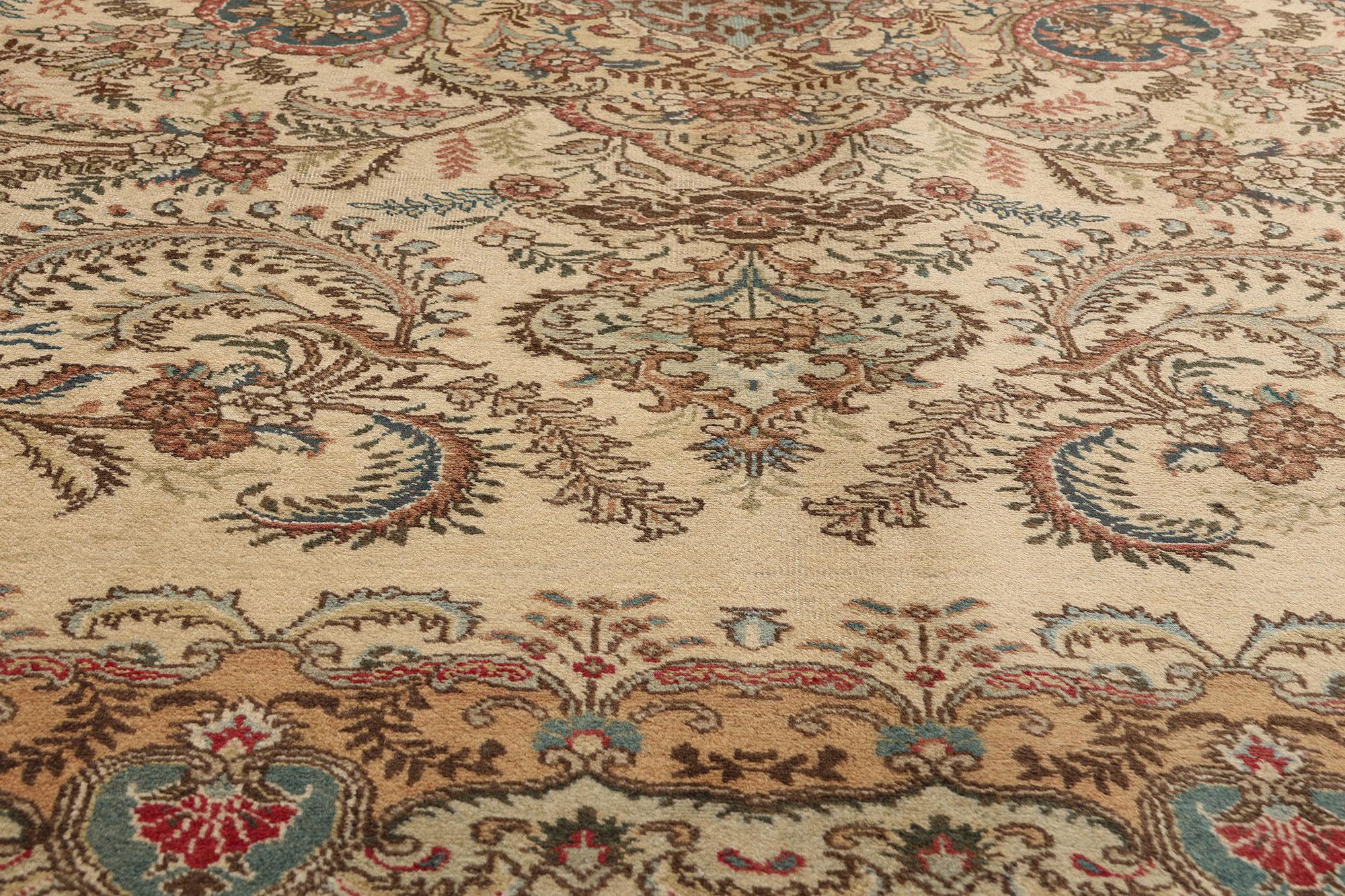 Laine Tapis persan Tabriz de couleur terre, 09'08 x 13'03 en vente