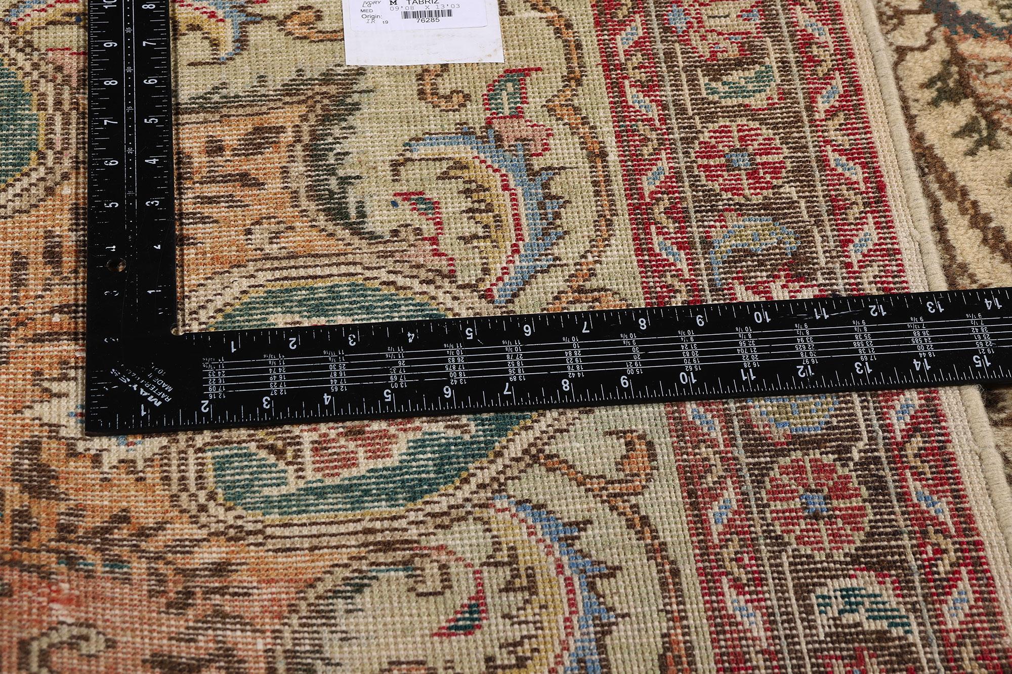 Tapis persan Tabriz de couleur terre, 09'08 x 13'03 en vente 2