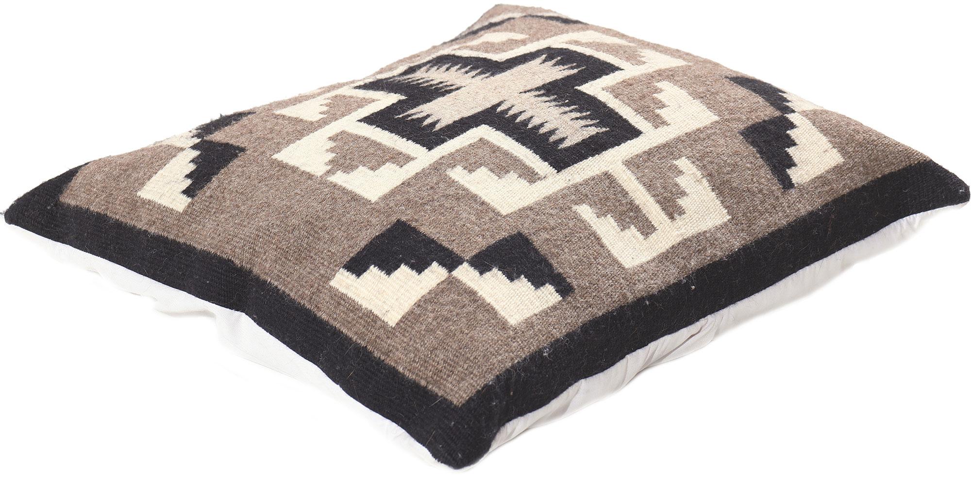 Wool 1930's Earth-Tone Two Grey Hills-Inspired Pillow, Timeless Artisan Luxury For Sale