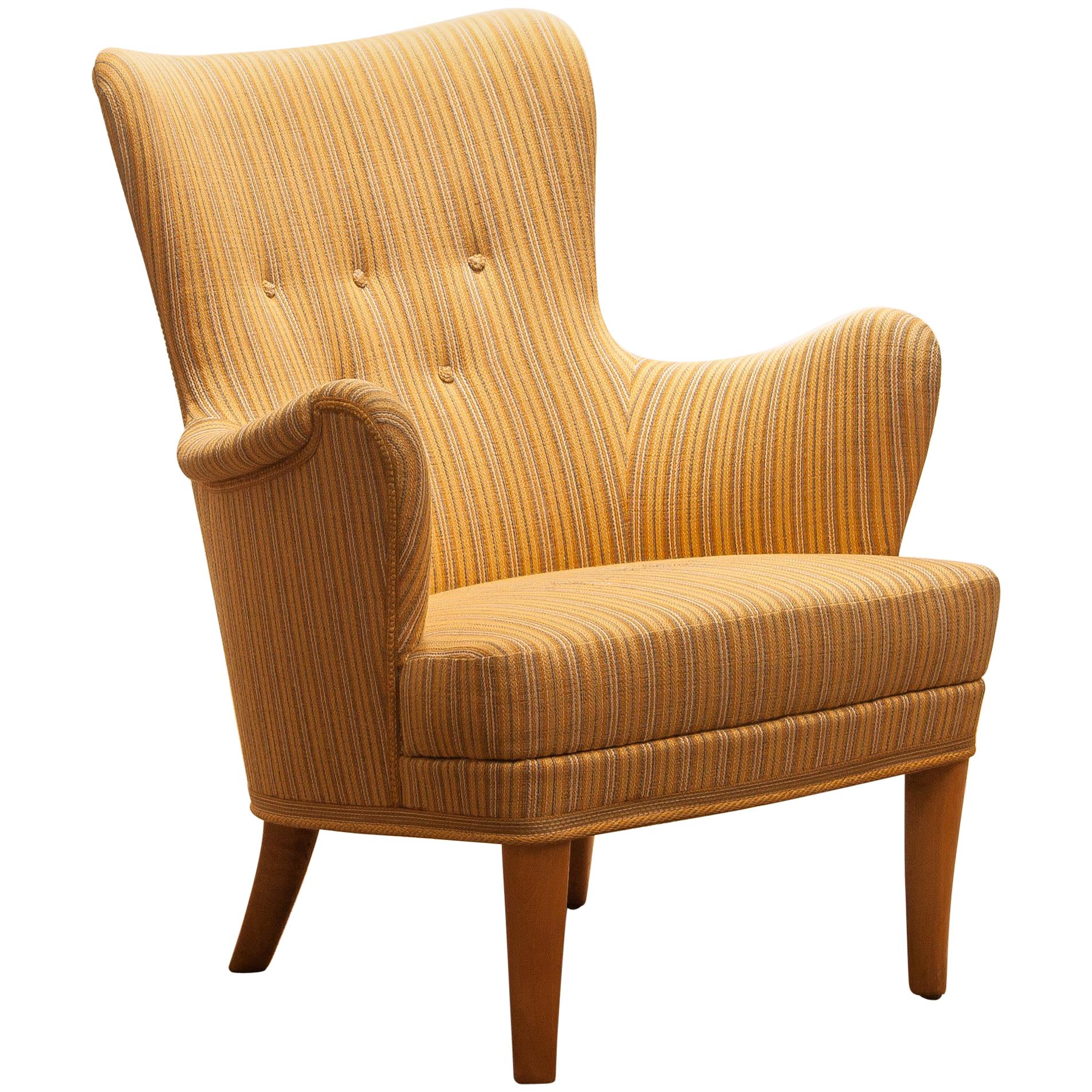 1950s, Easy Arm Lounge Chair "Gävle" by Carl Malmsten for OH Sjogren
