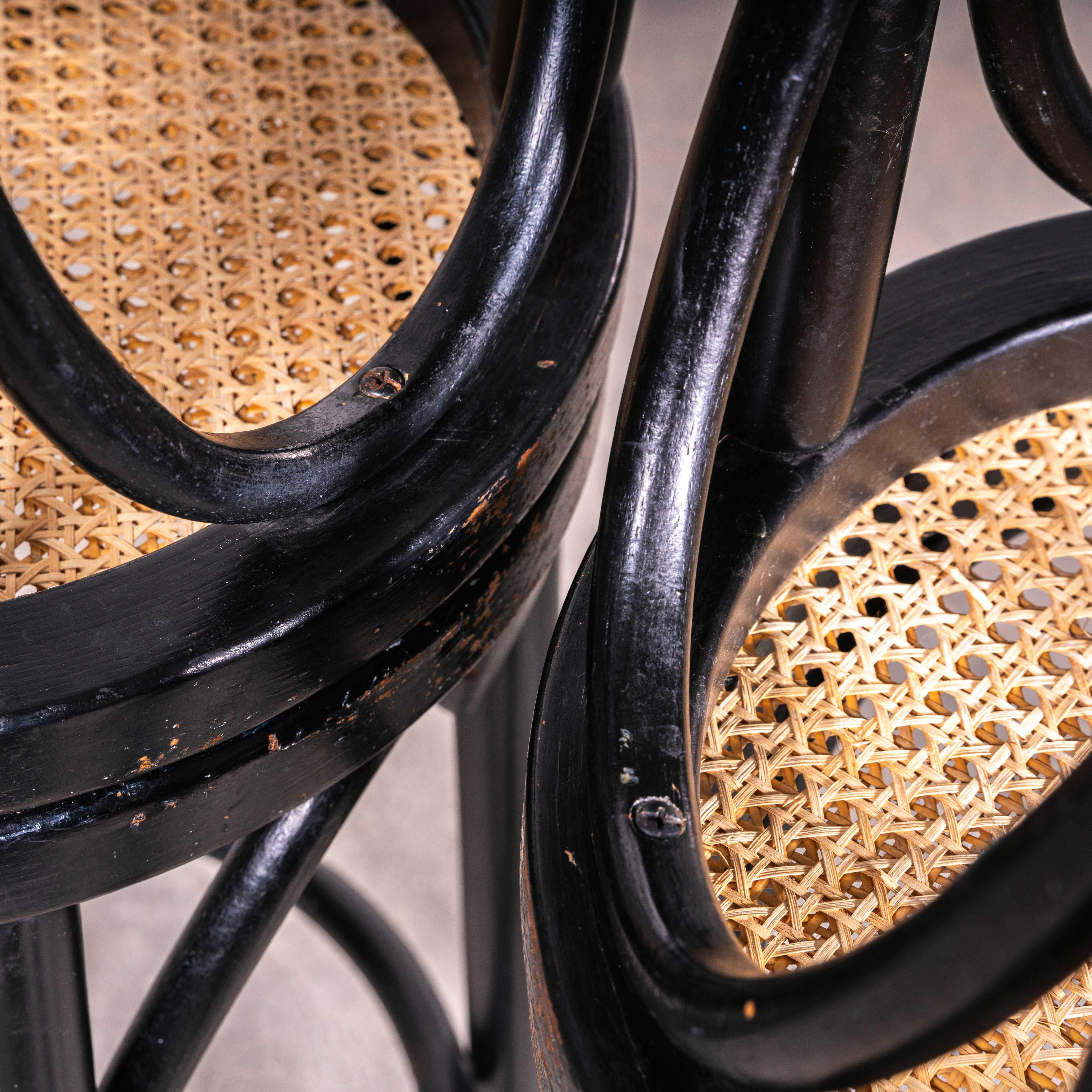 French 1950's Ebonised Bentwood Bar Stools - Set Of Four