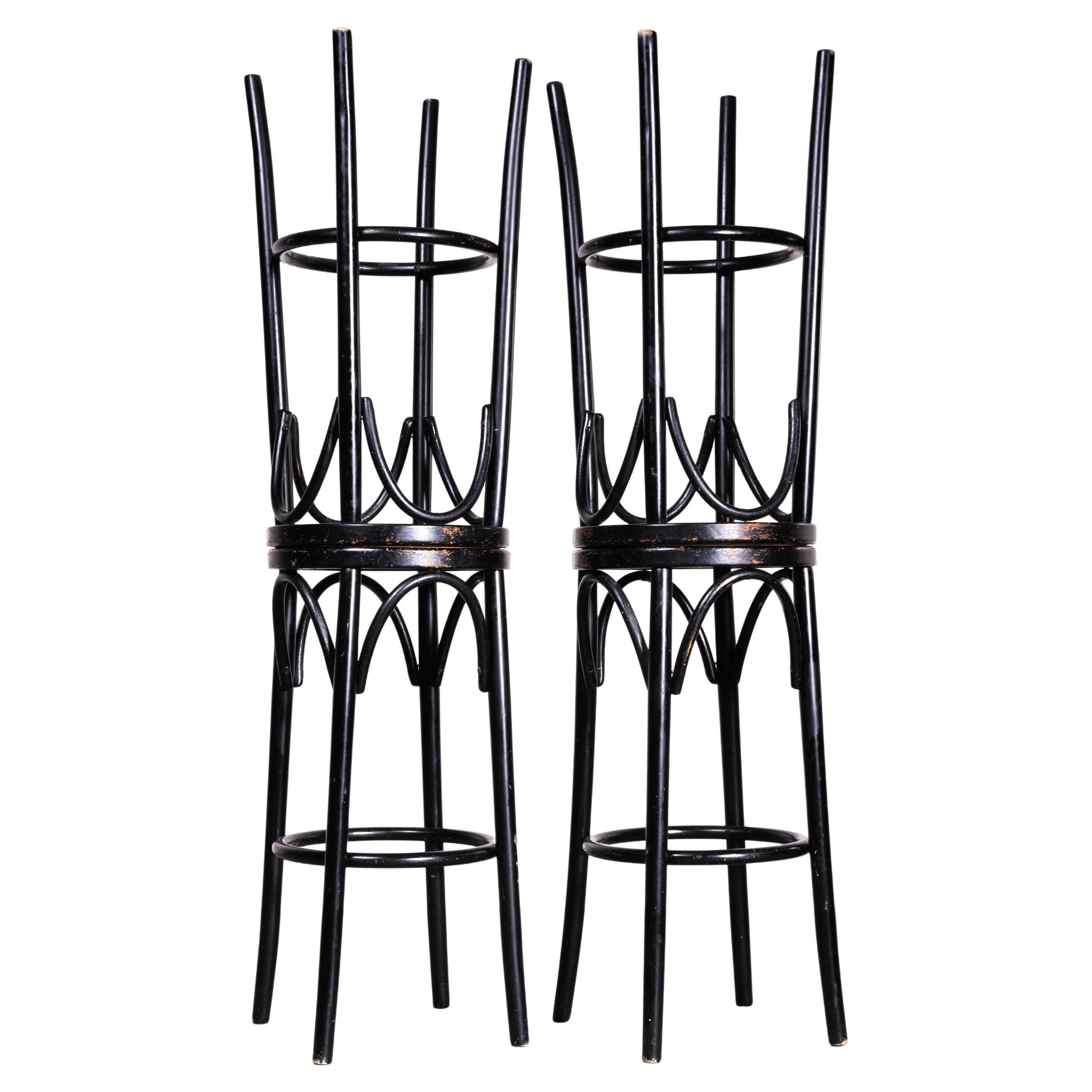 1950's Ebonised Bentwood Bar Stools - Set Of Four
